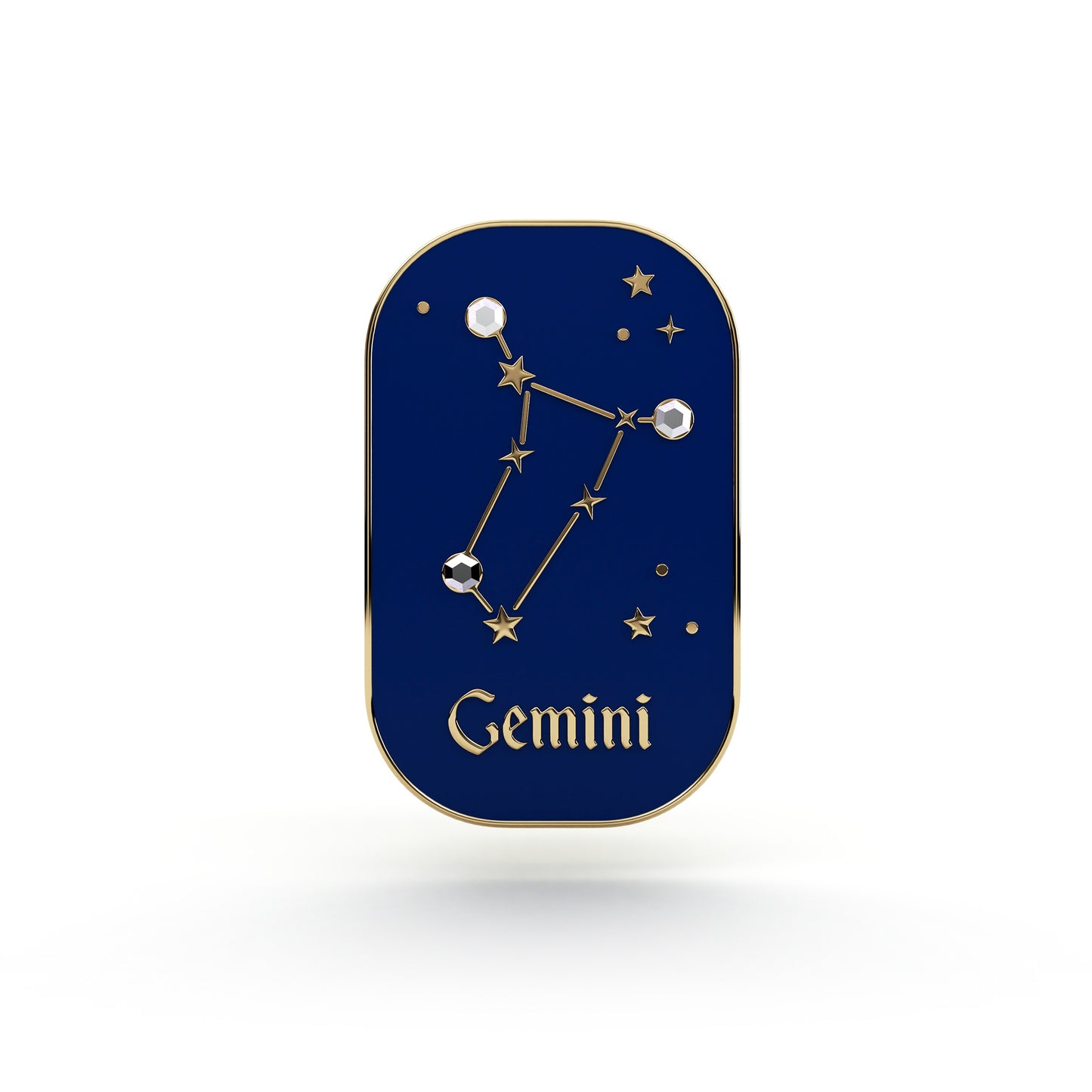 Sternzeichen Zwillinge – Zirkon-Anstecker mit 14 Karat Gold veredelt