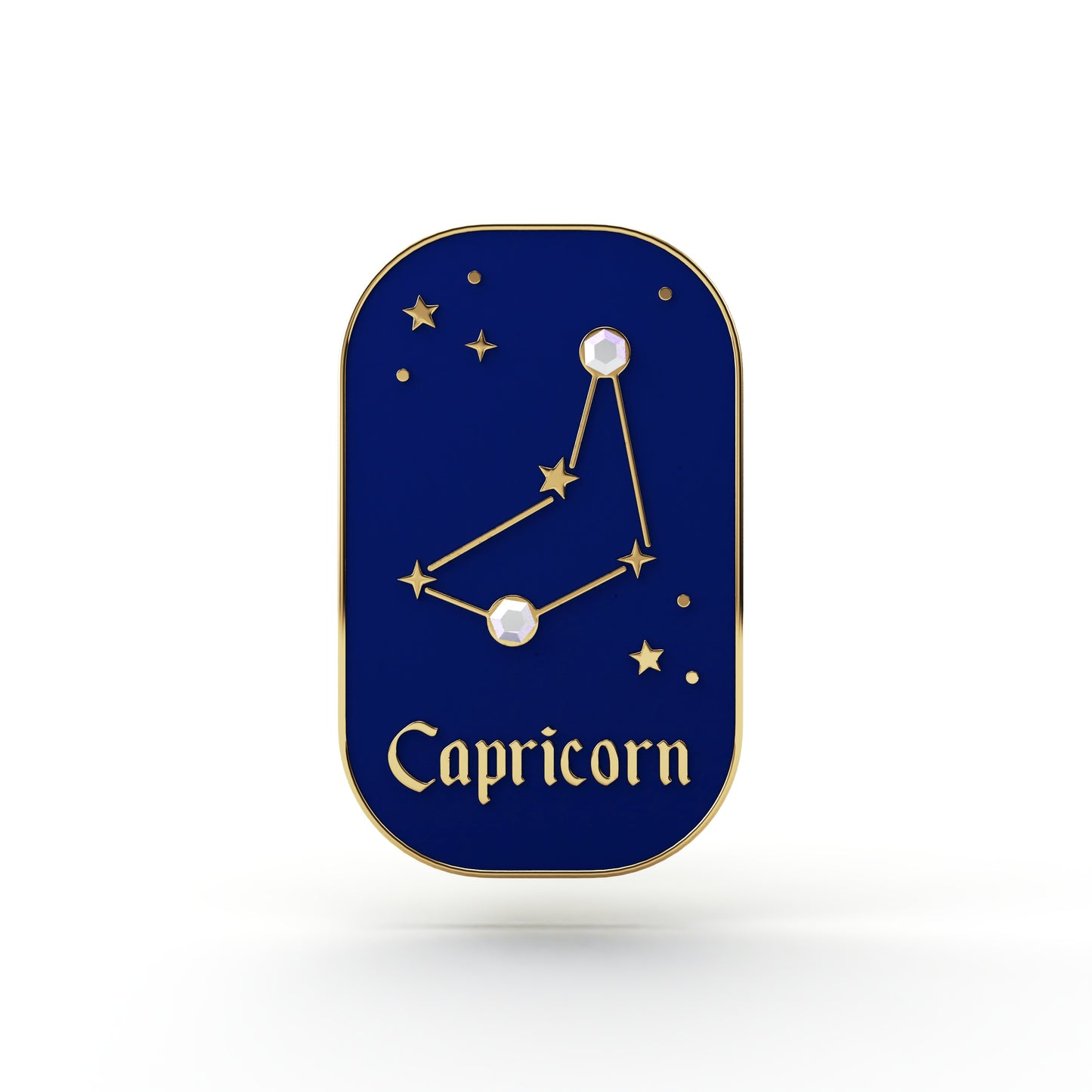 Sternzeichen Steinbock – Zirkon-Anstecker mit 14 Karat Gold veredelt
