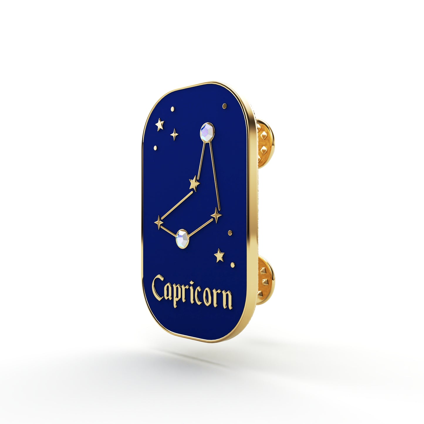 Sternzeichen Steinbock – Zirkon-Anstecker mit 14 Karat Gold veredelt