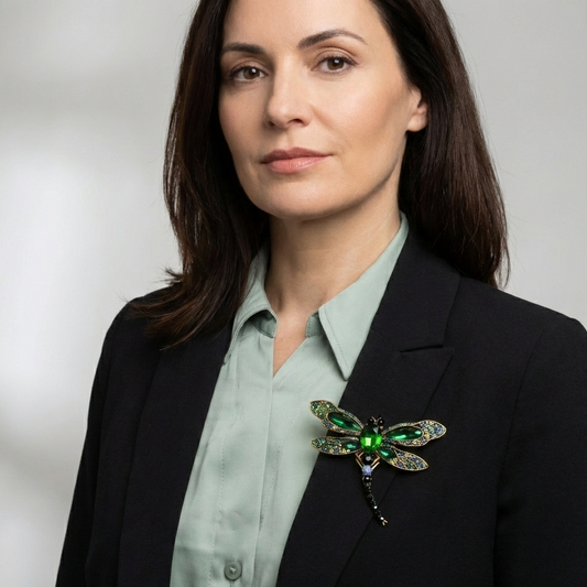 PINETS Libellenbrosche, grün, mit Zirkonen