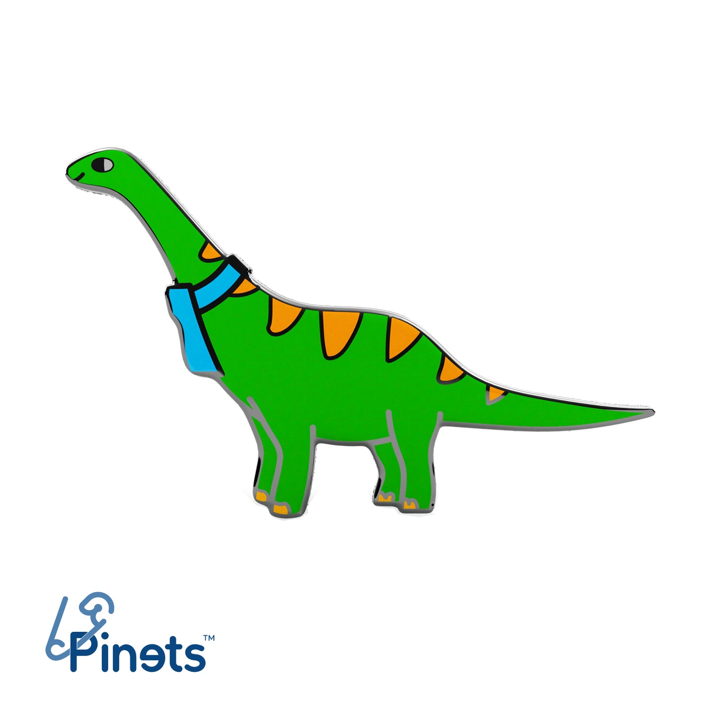 Grüner Dinosaurier mit Schal - Anstecker für ein Kind