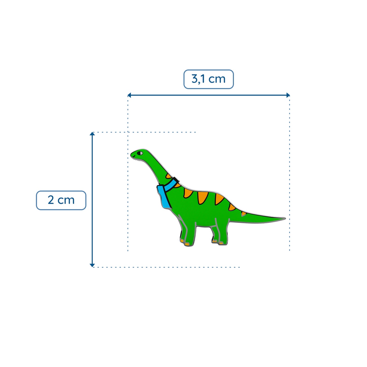 Grüner Dinosaurier mit Schal - Anstecker für ein Kind