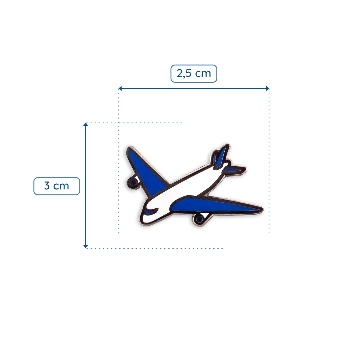 Weiß-blaues Flugzeug - Anstecker für den Reisenden