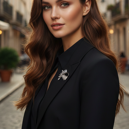 PINETS Außergewöhnliche Zweigbrosche mit Zirkonia