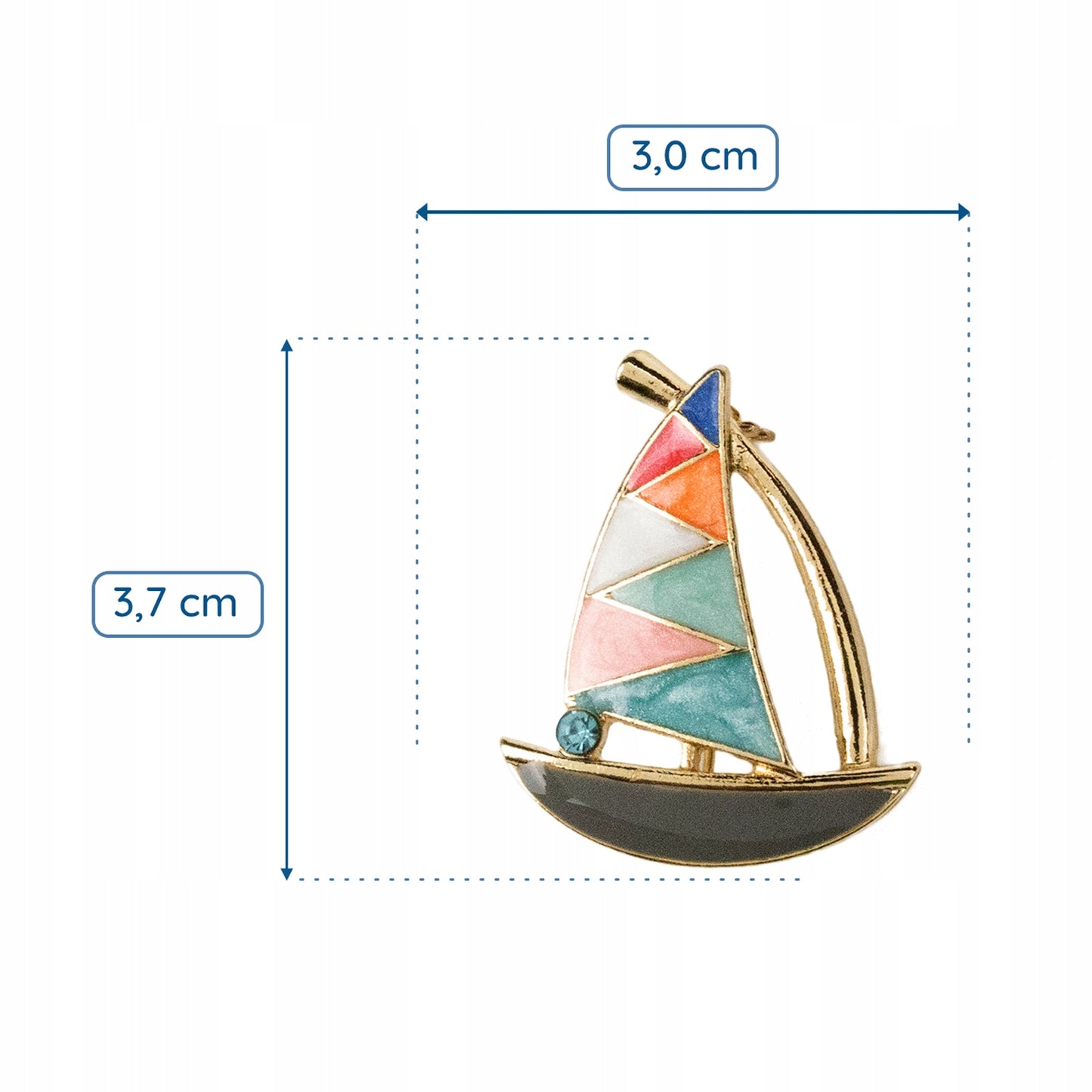Segelboot - Brosche mit Zirkonia