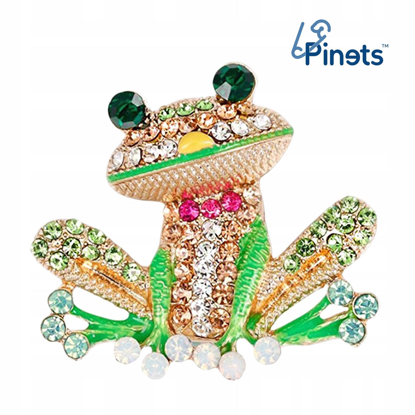 Grüner Frosch - Brosche mit Zirkonias