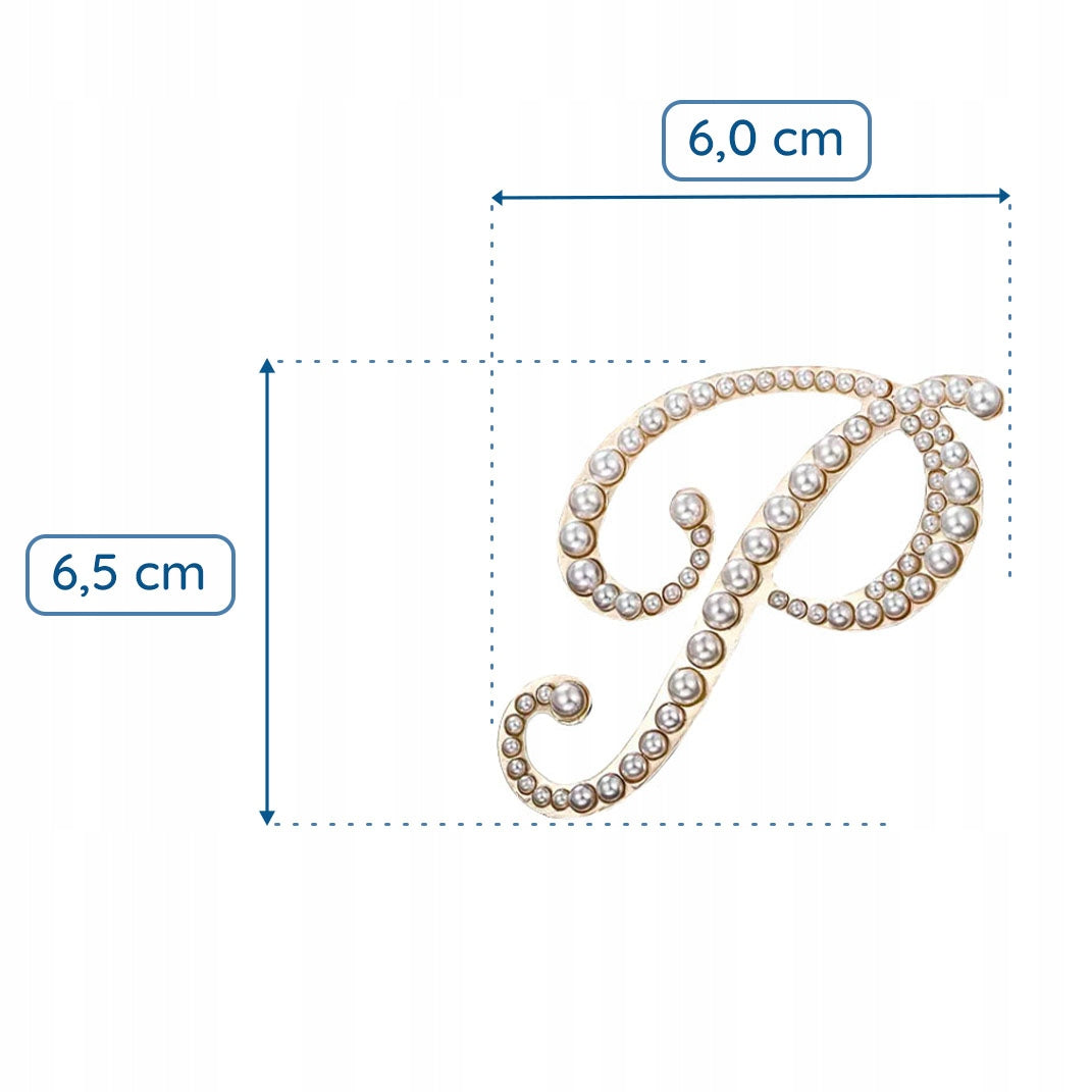 Goldbrosche Buchstabe P mit Perlen