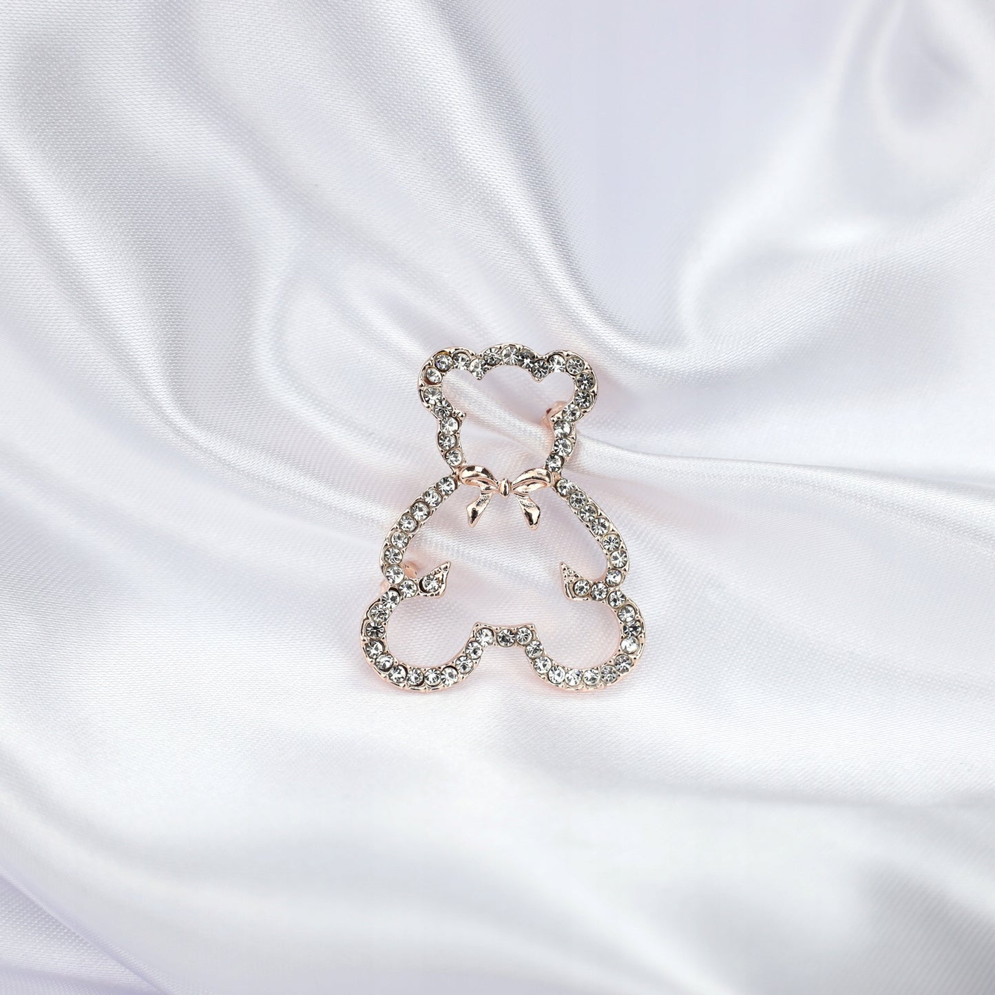 Teddybär mit Schleife - Silberbrosche mit Roségold