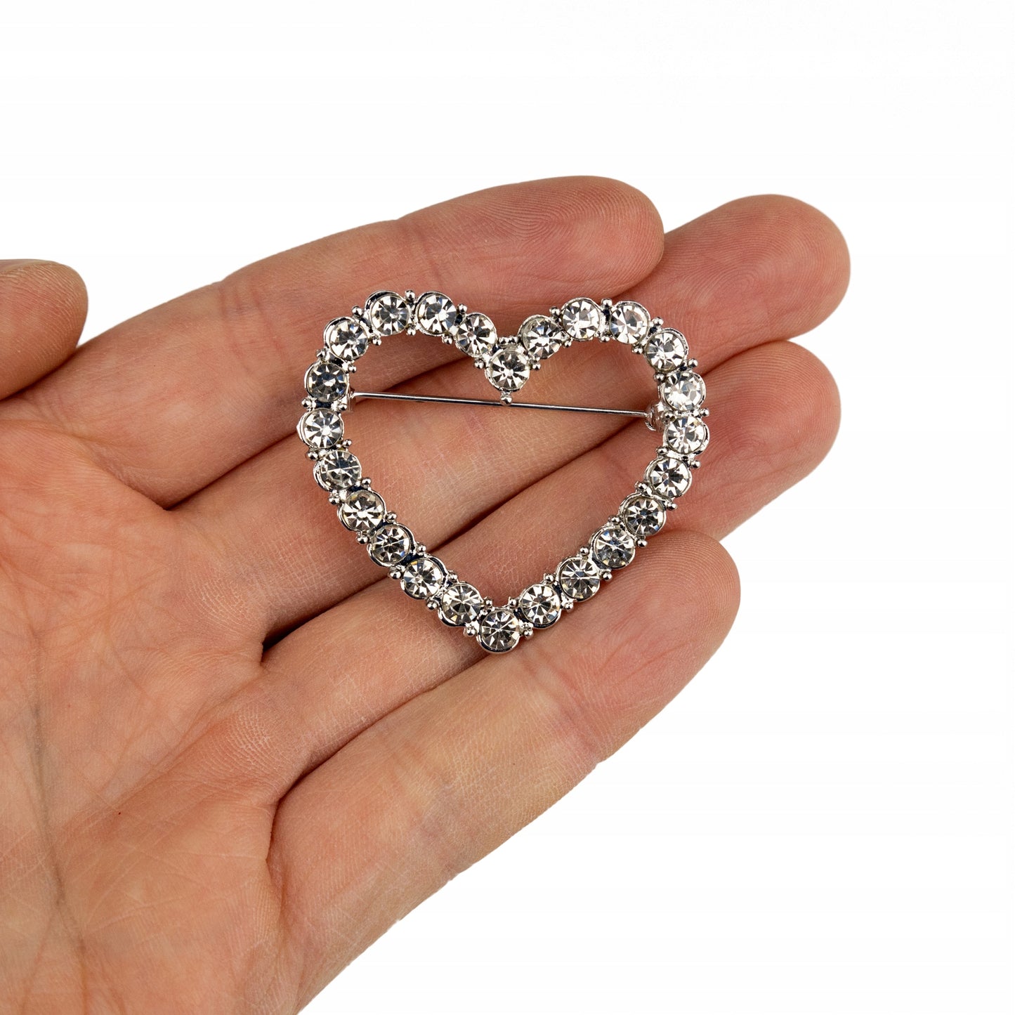 Silbernes Herz mit Zirkonia - Valentinstagsbrosche