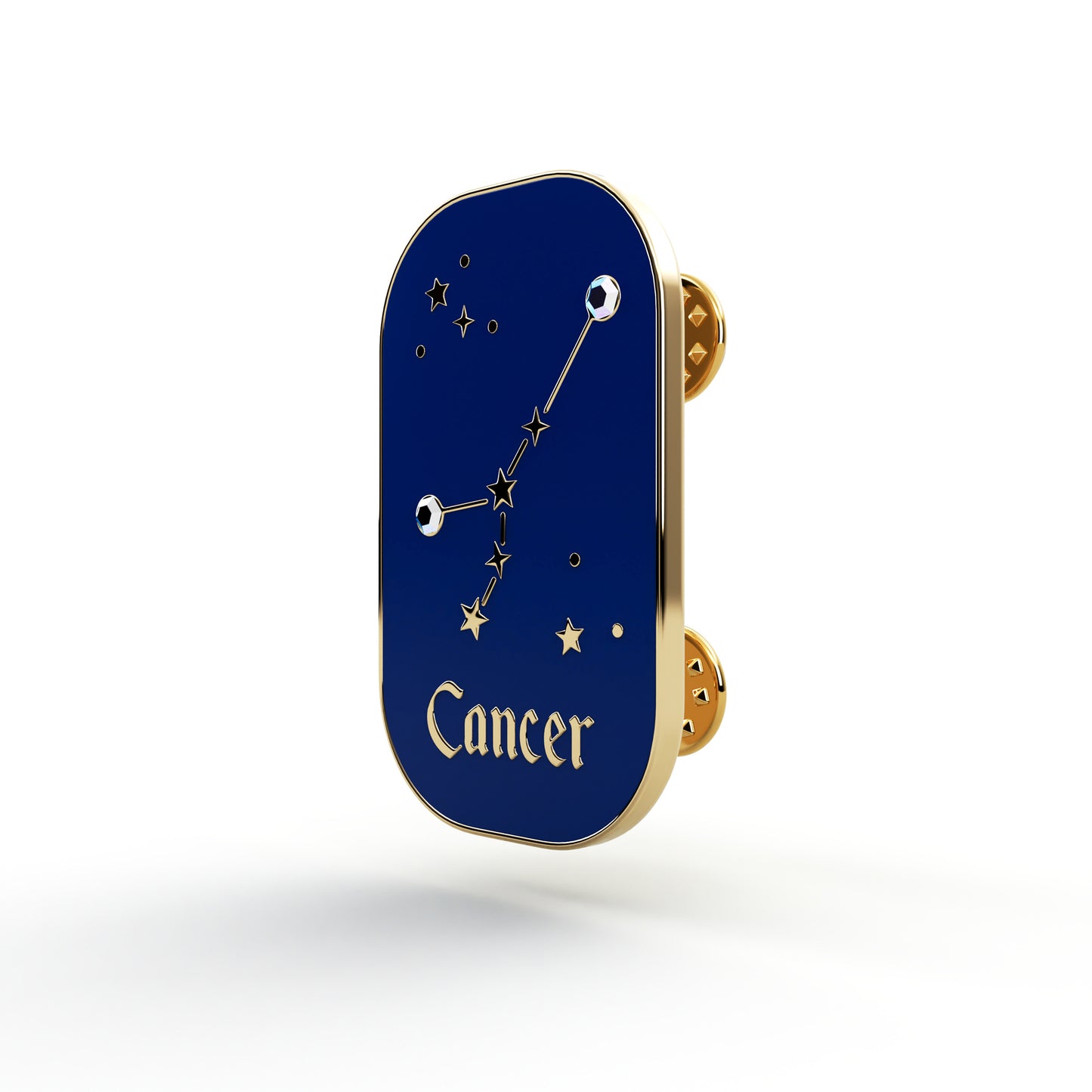 Sternzeichen Krebs – Zirkon-Anstecker mit 14 Karat Gold veredelt