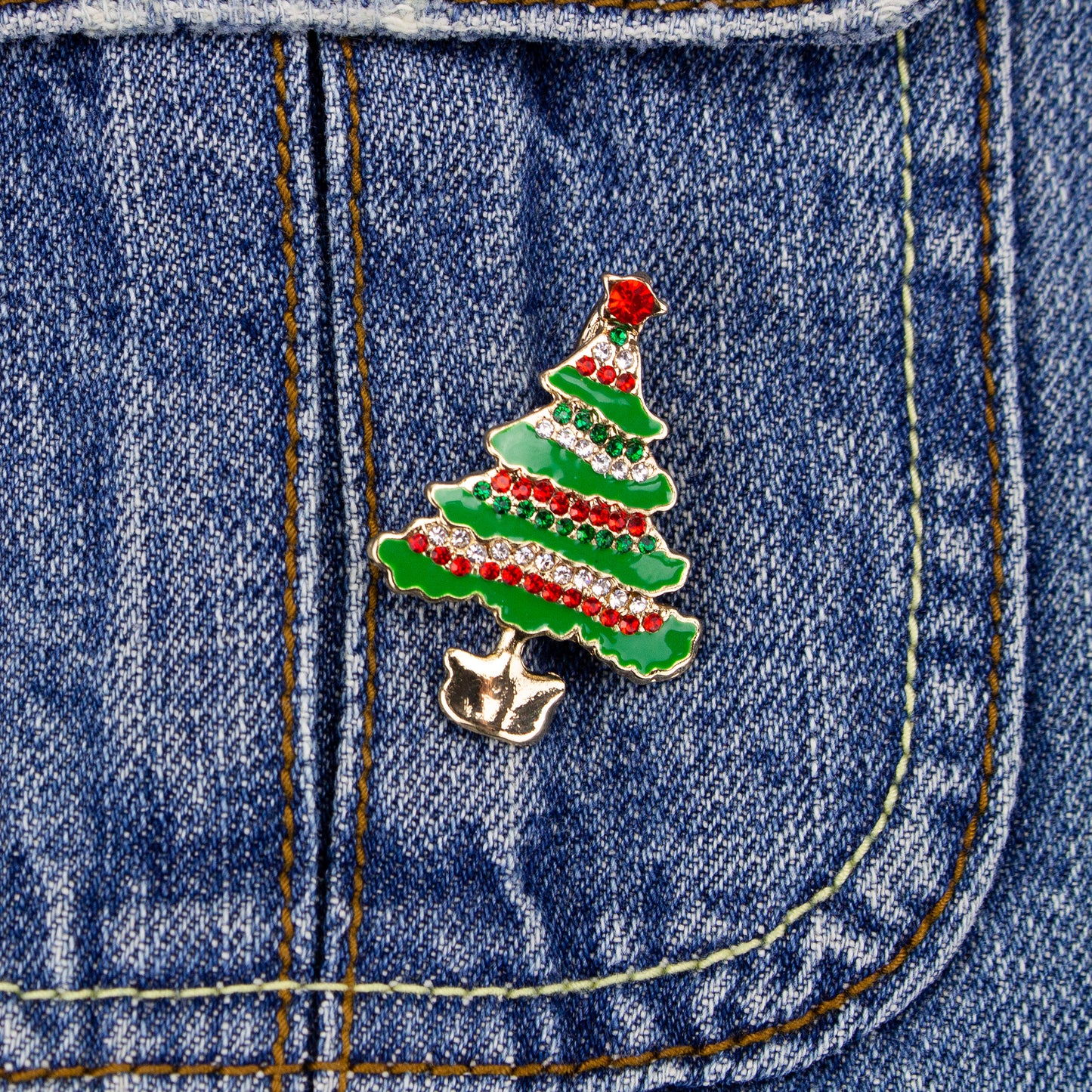 Weihnachtsbaumbrosche mit Zirkonia