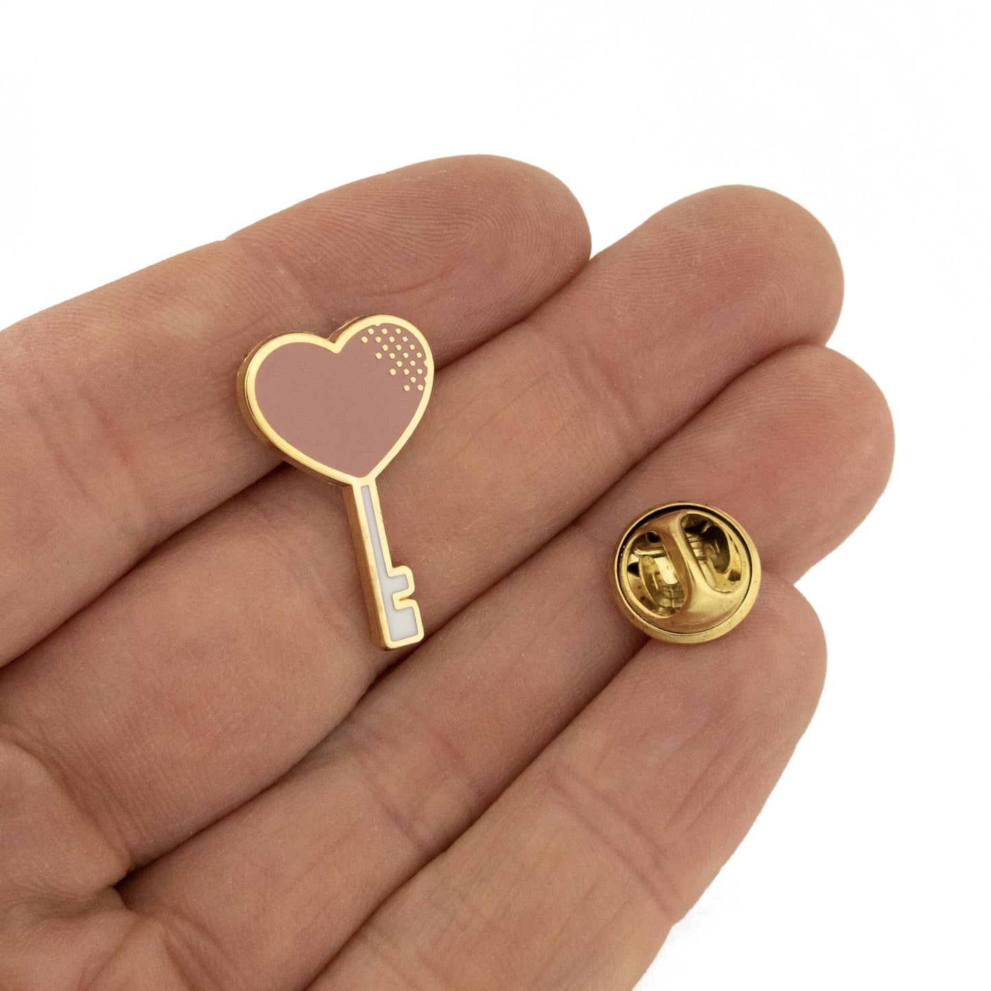 Hochzeitsnadel - rosa Herz auf einem Schlüssel - Hochzeitsgeschenk