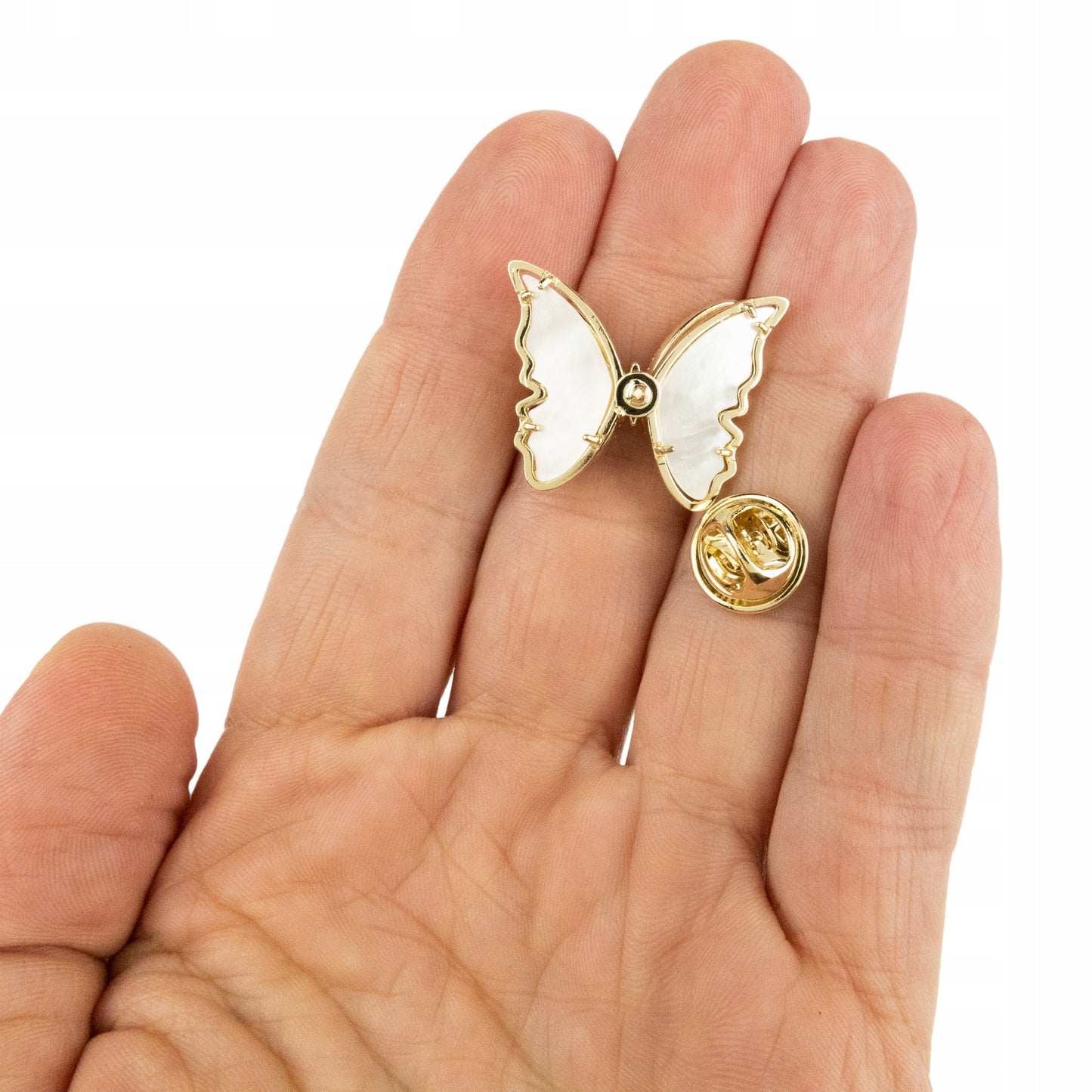 Schmetterling mit Zirkonia - 14K vergoldeter Stift