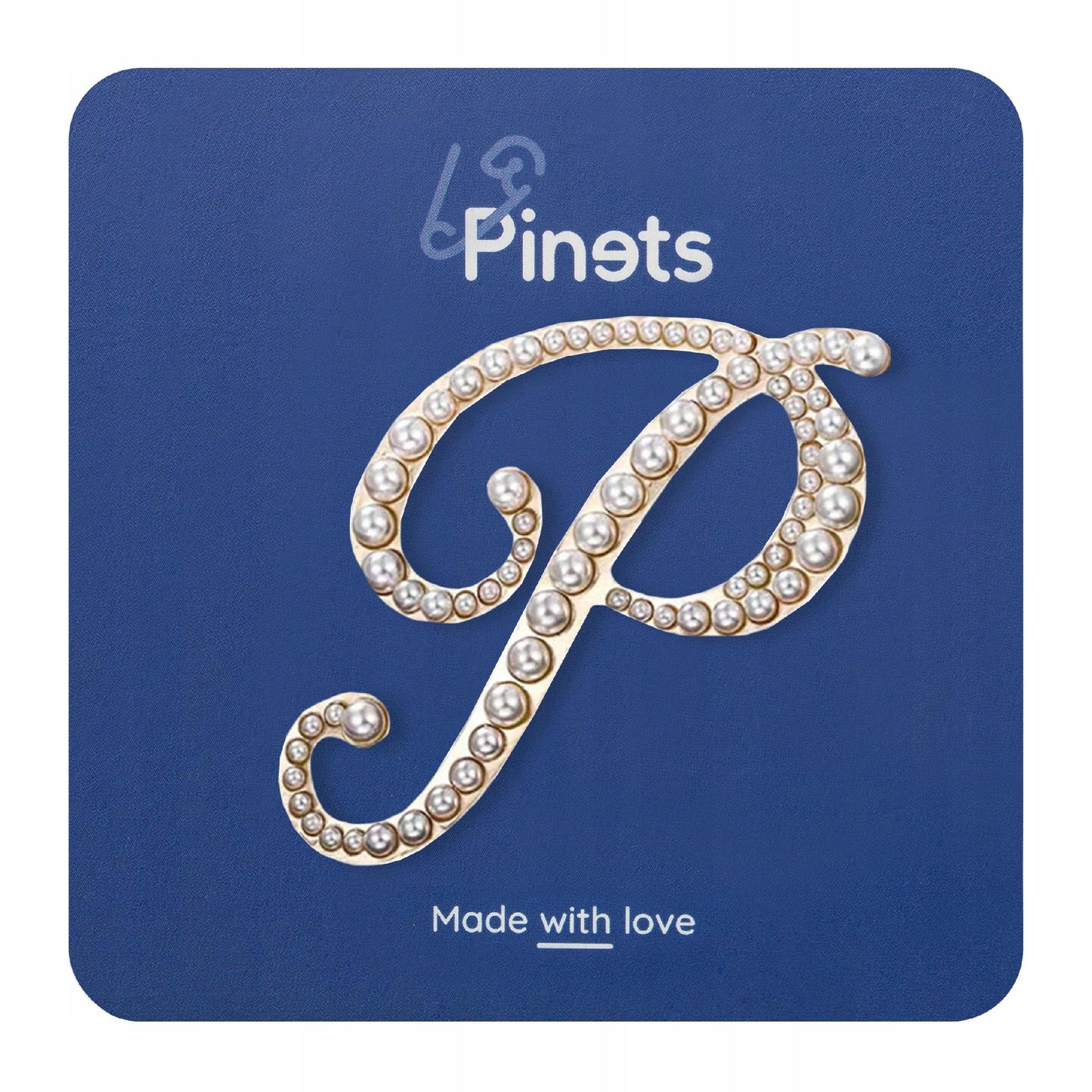 Goldbrosche Buchstabe P mit Perlen