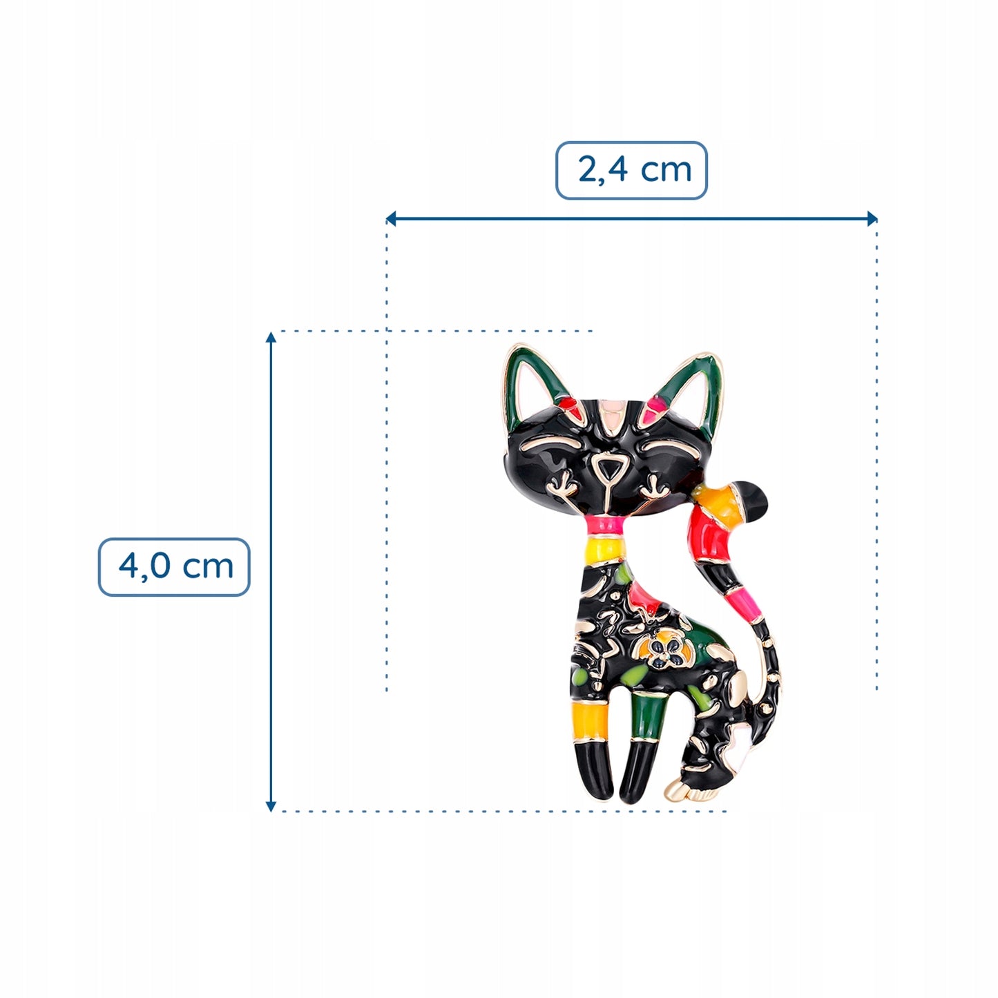 Schwarz gefleckte Katze – eine Brosche als Geschenk für einen Katzenliebhaber
