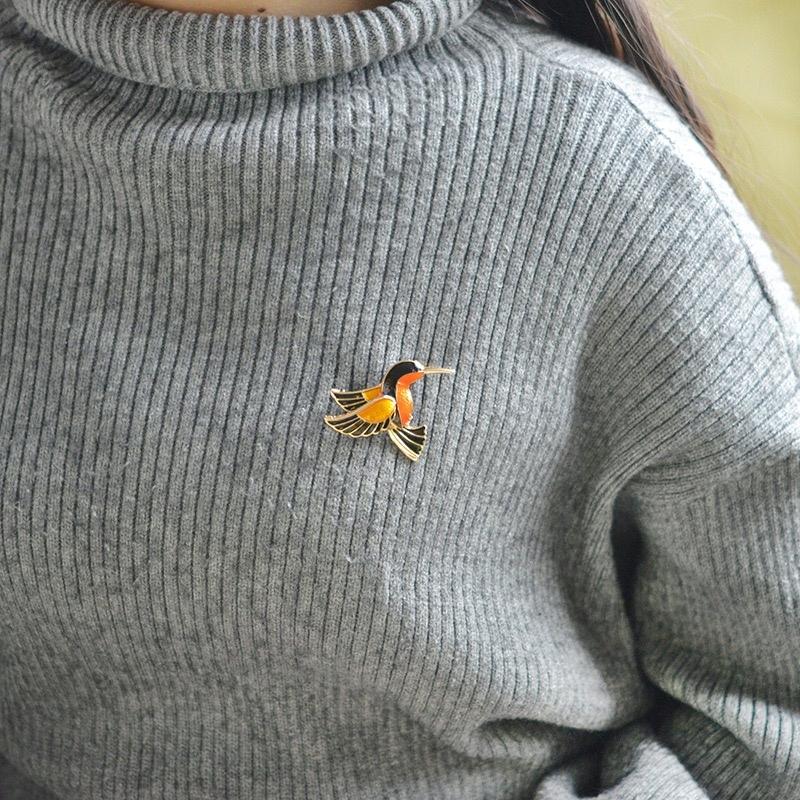 Orange Kolibri Brosche