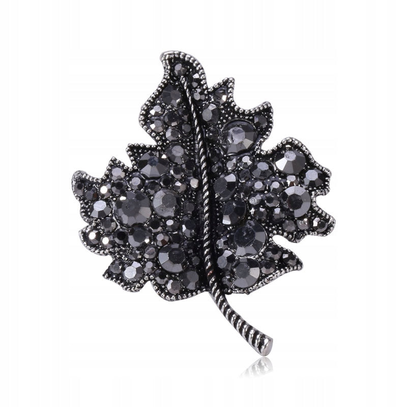 Silberne Blattbrosche mit Zirkonia