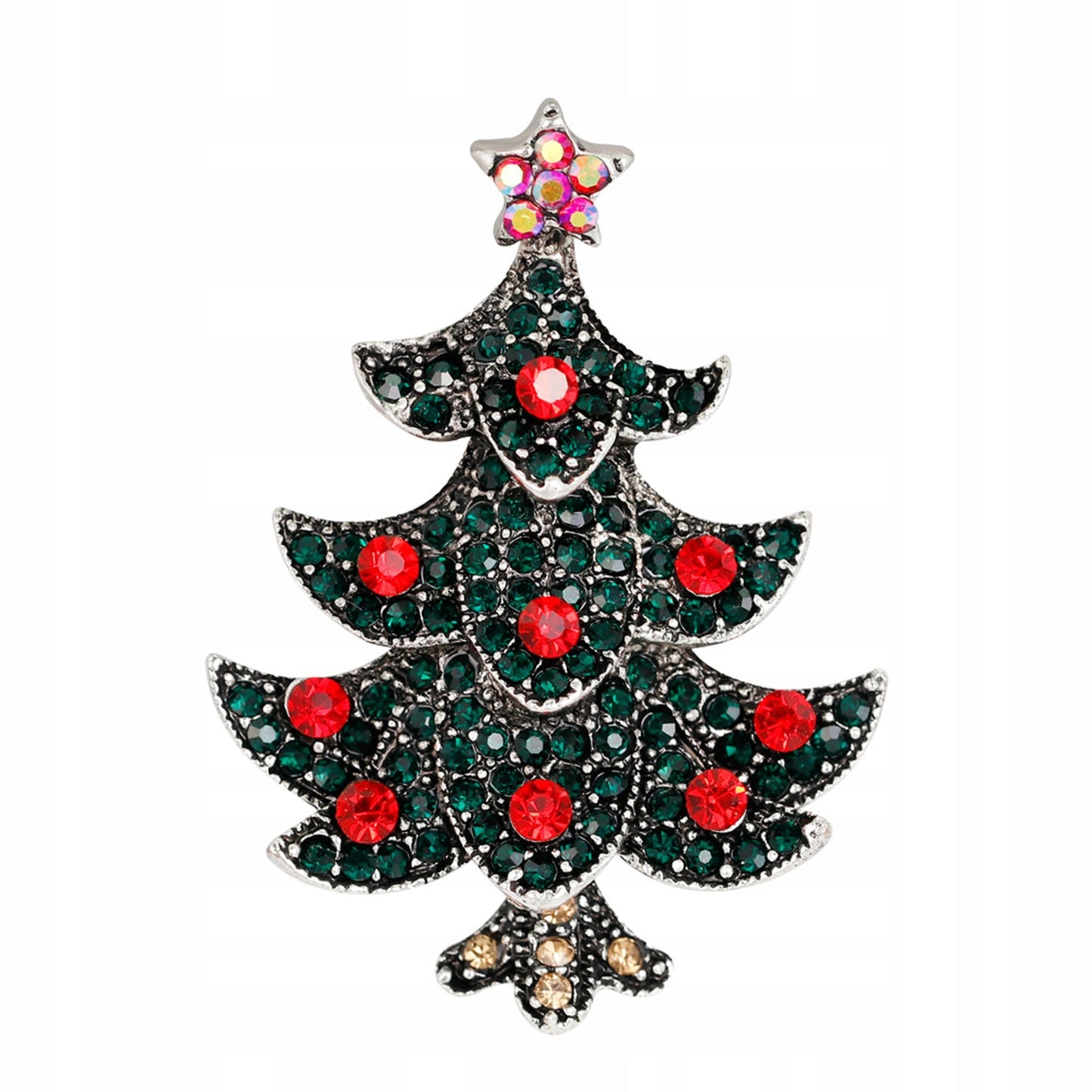 Weihnachtsbaum mit Zirkonia - Weihnachtsbrosche