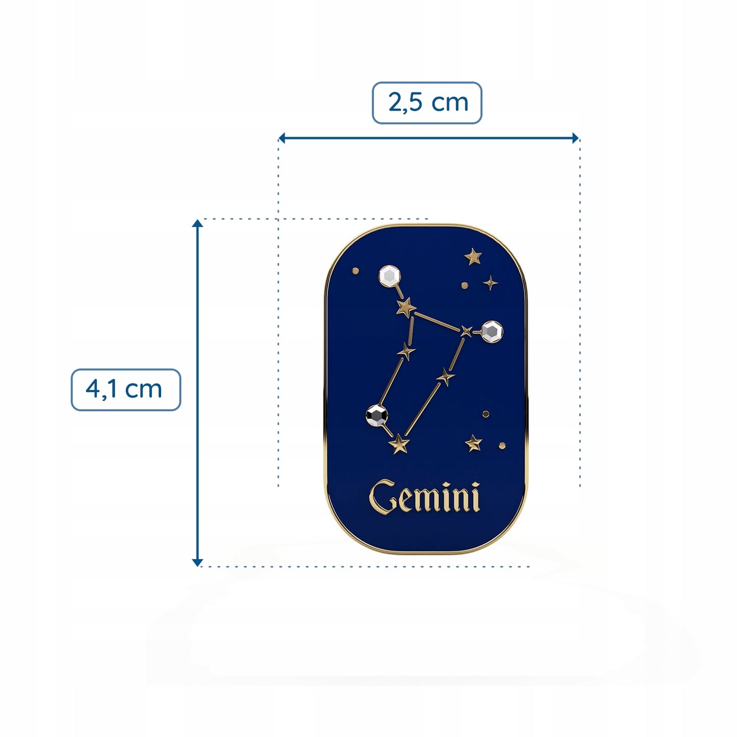 Sternzeichen Zwillinge – Zirkon-Anstecker mit 14 Karat Gold veredelt