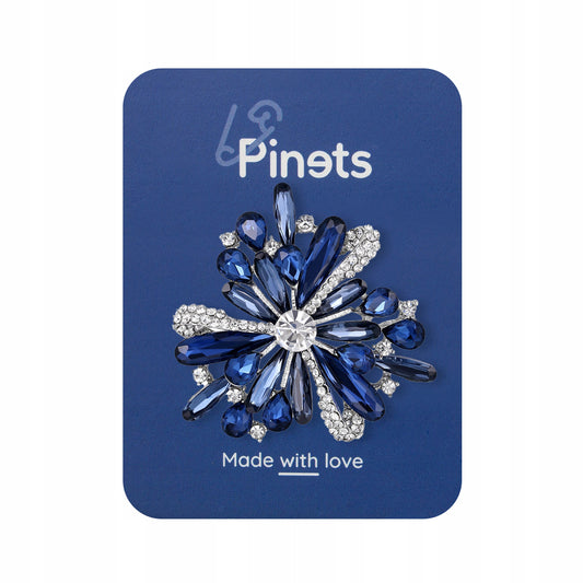 Blaue Blume - Brosche mit Zirkonia