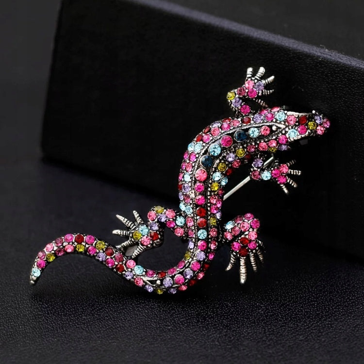 Gecko-Eidechse mit Zirkonia-Brosche