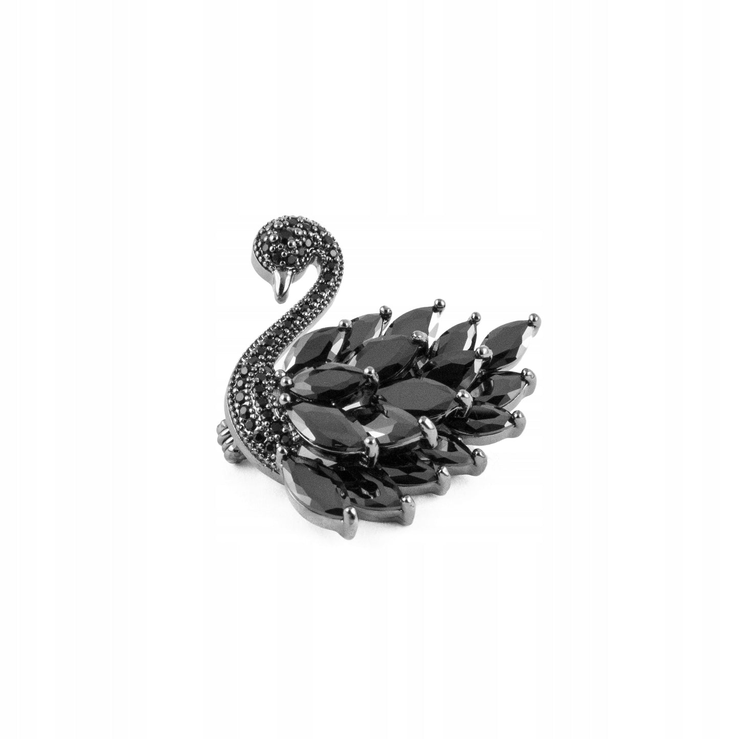Schwarzer Schwan - Kupferbrosche mit Zirkonia