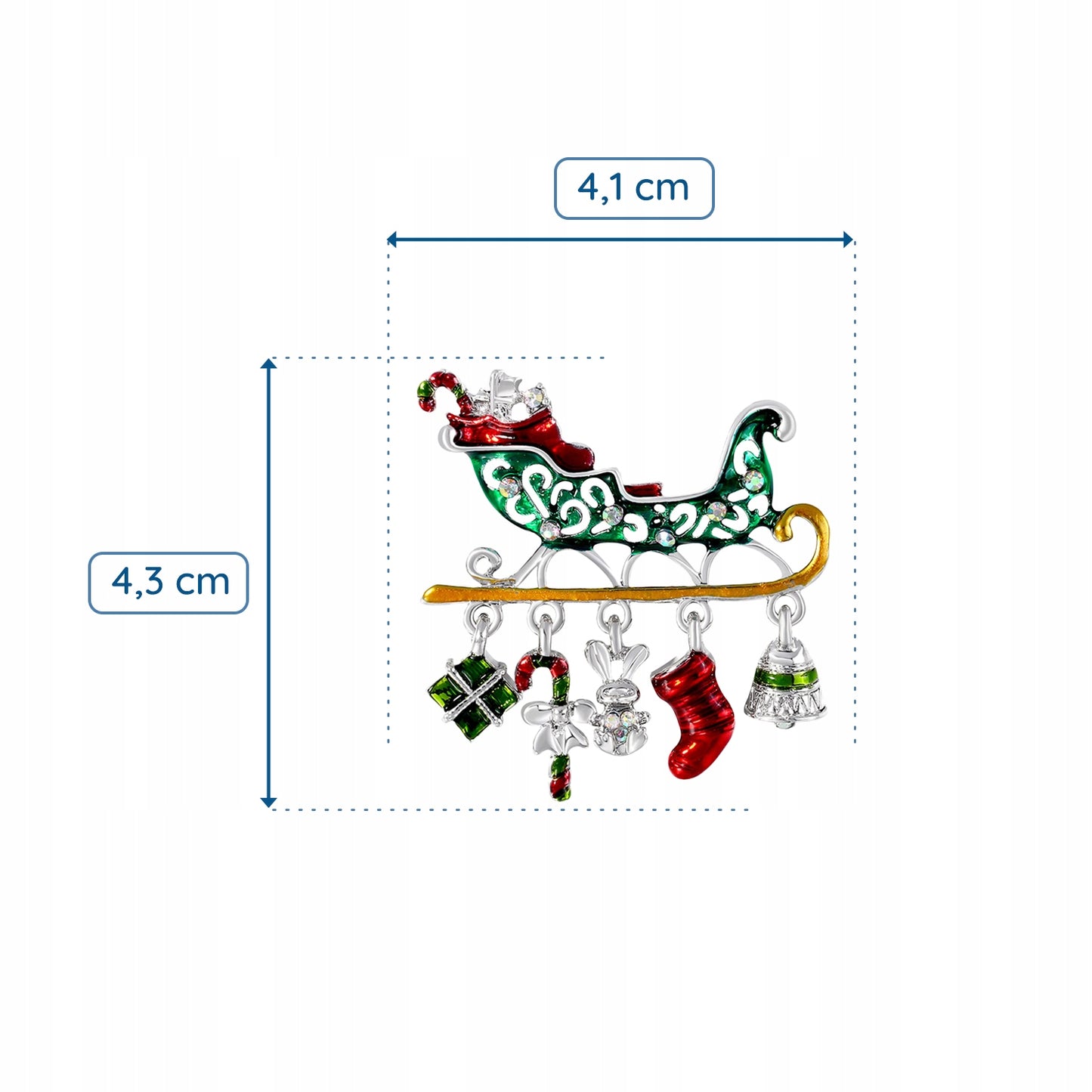 Weihnachtsmanns Schlitten mit Geschenken - Weihnachtsbrosche