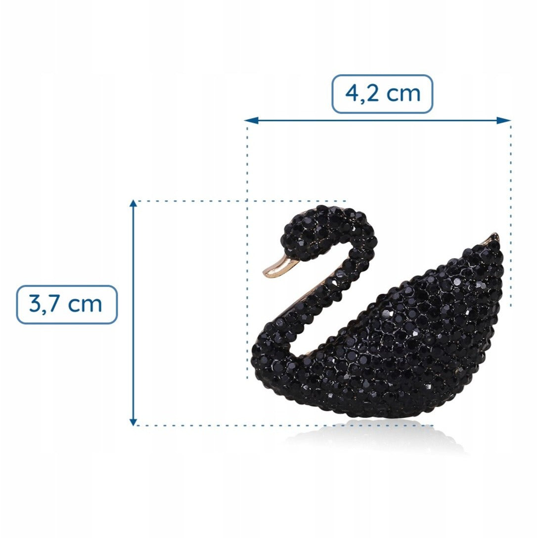 Schwarze Schwanenbrosche mit Zirkonia