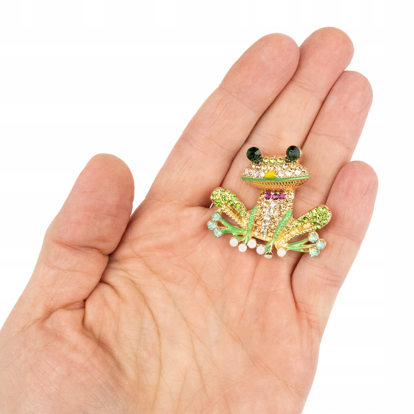 Grüner Frosch - Brosche mit Zirkonias