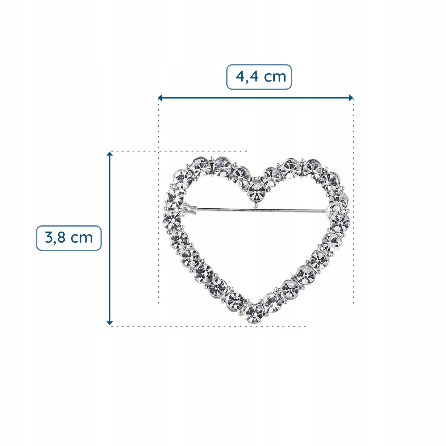 Silbernes Herz mit Zirkonia - Valentinstagsbrosche
