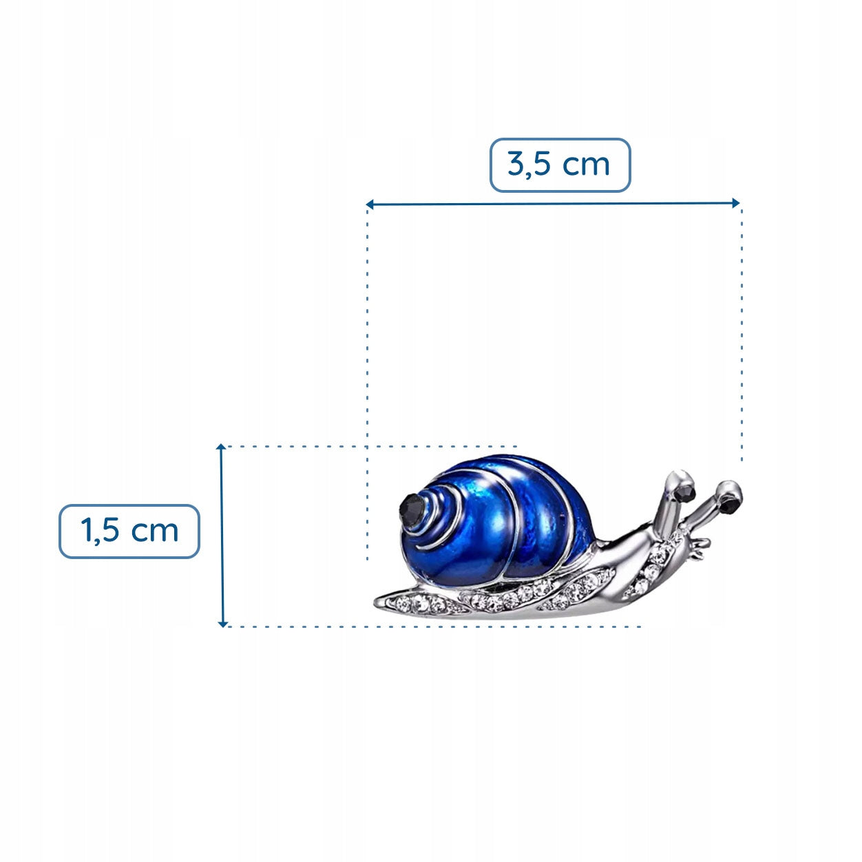 Silberne Schnecke mit blauem Gehäuse - Brosche