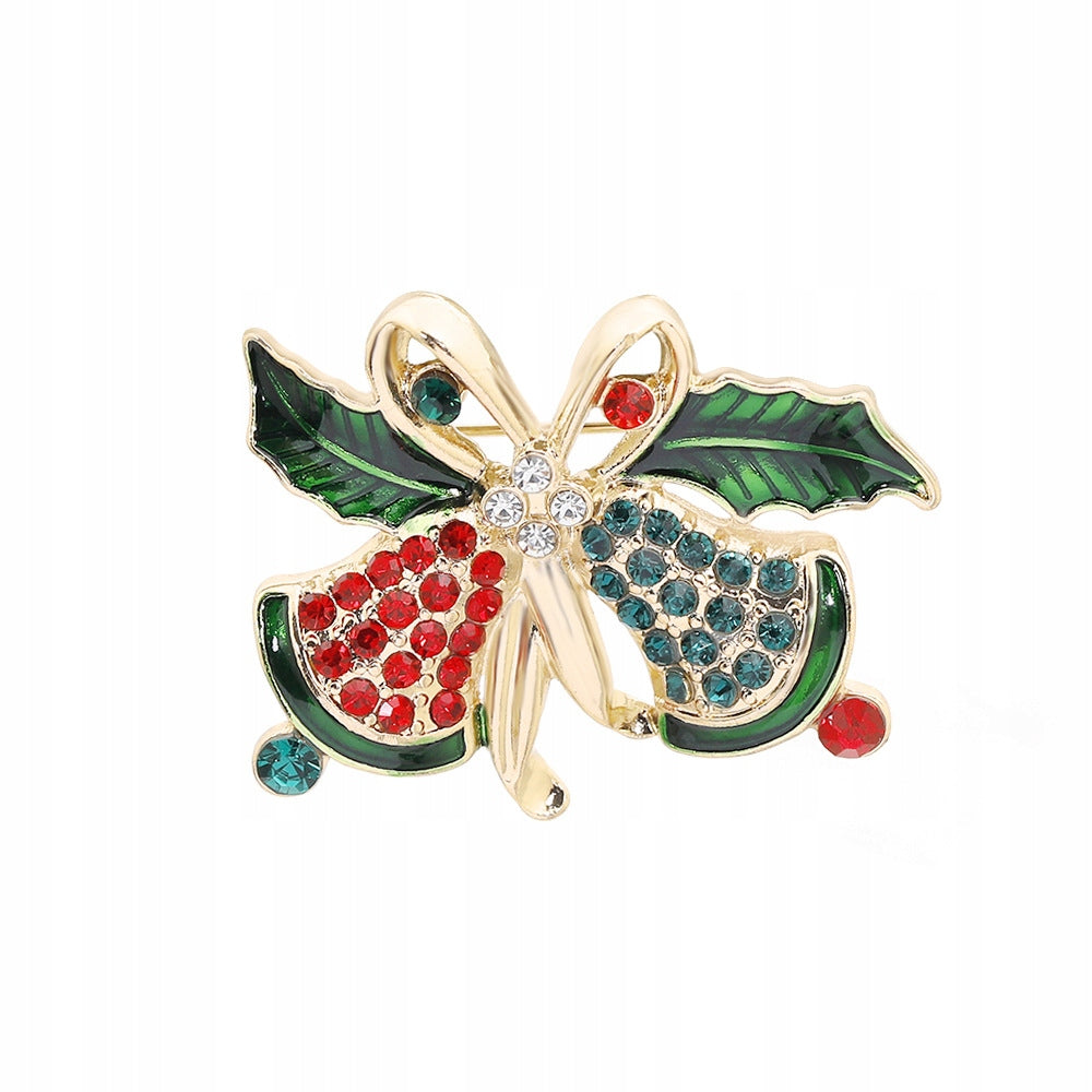 Weihnachtsglocken - Brosche mit Zirkonia