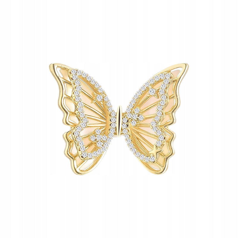 Schmetterling mit Zirkonia - 14K vergoldeter Stift