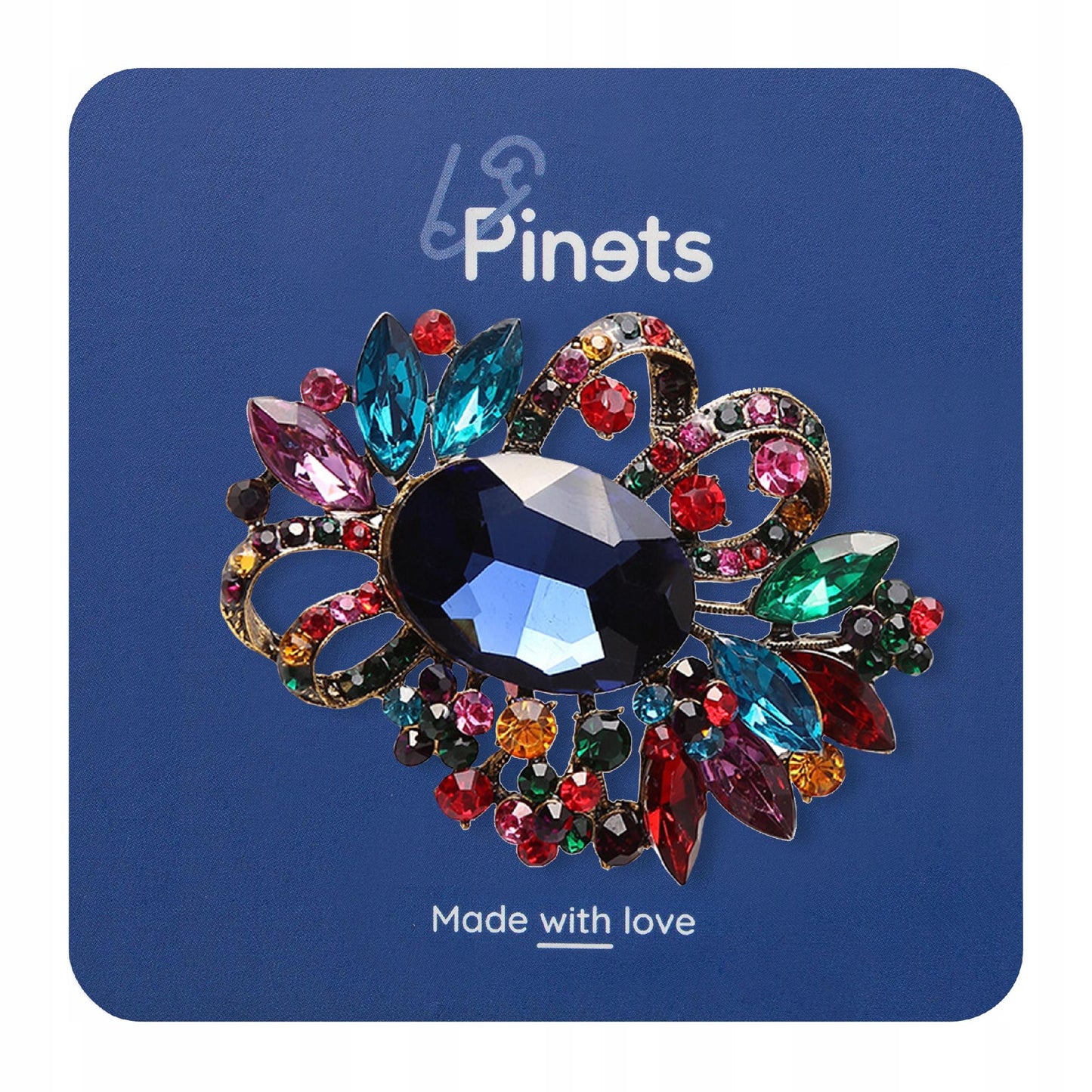 Bunte Brosche mit Zirkonen
