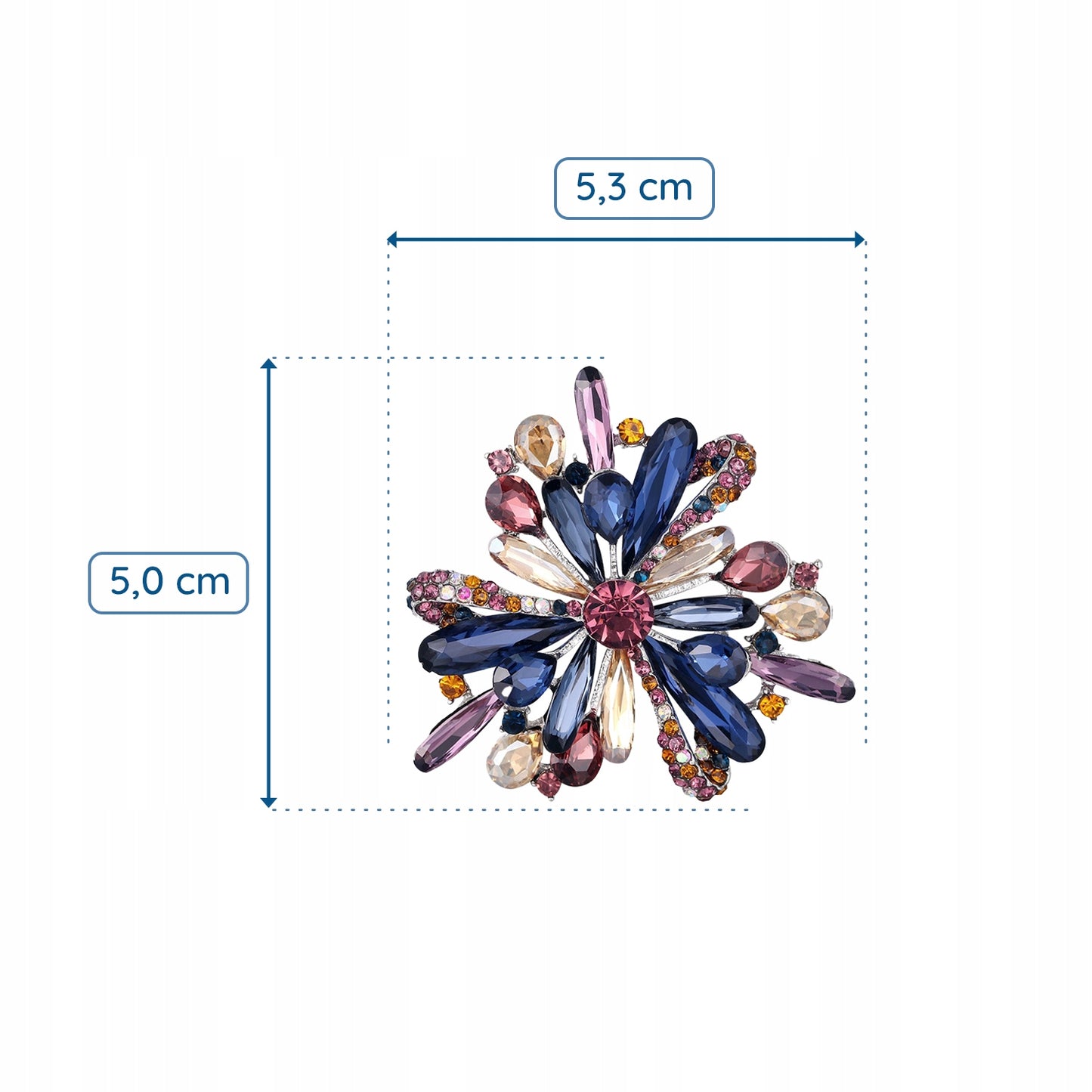Bunte Blumen - Brosche mit Zirkonia