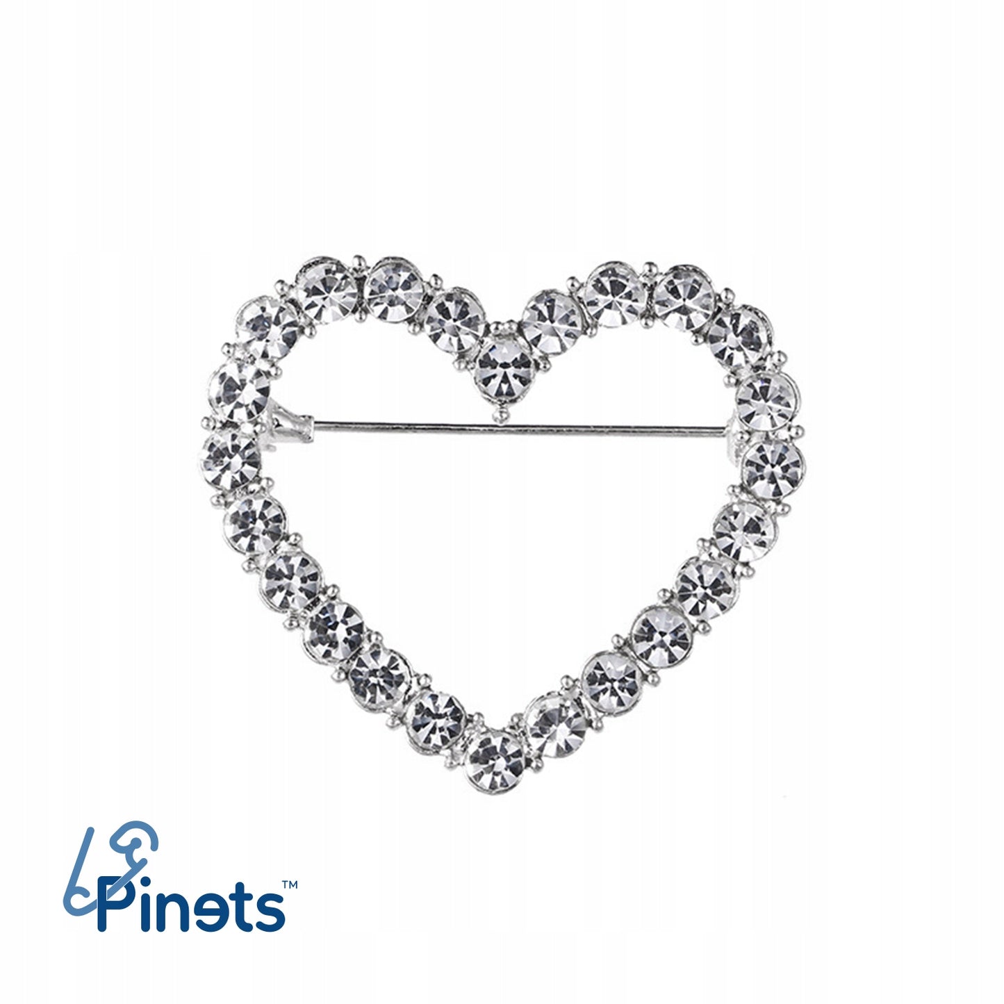 Silbernes Herz mit Zirkonia - Valentinstagsbrosche