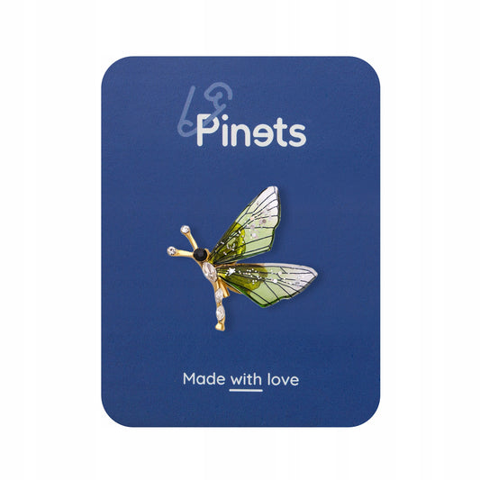 Kleiner Schmetterling mit grünen Harzflügeln - Brosche