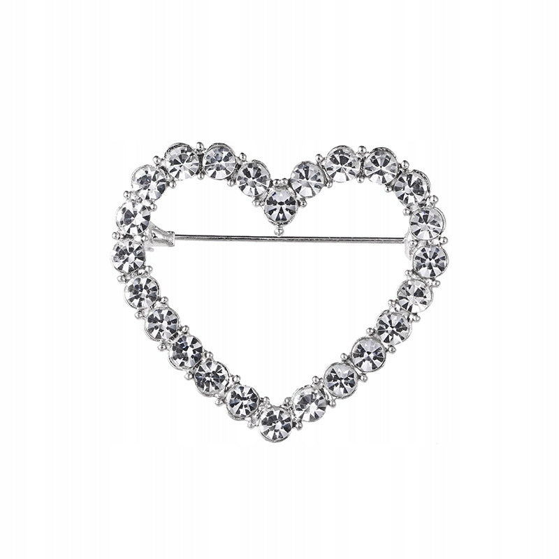 Silbernes Herz mit Zirkonia - Valentinstagsbrosche