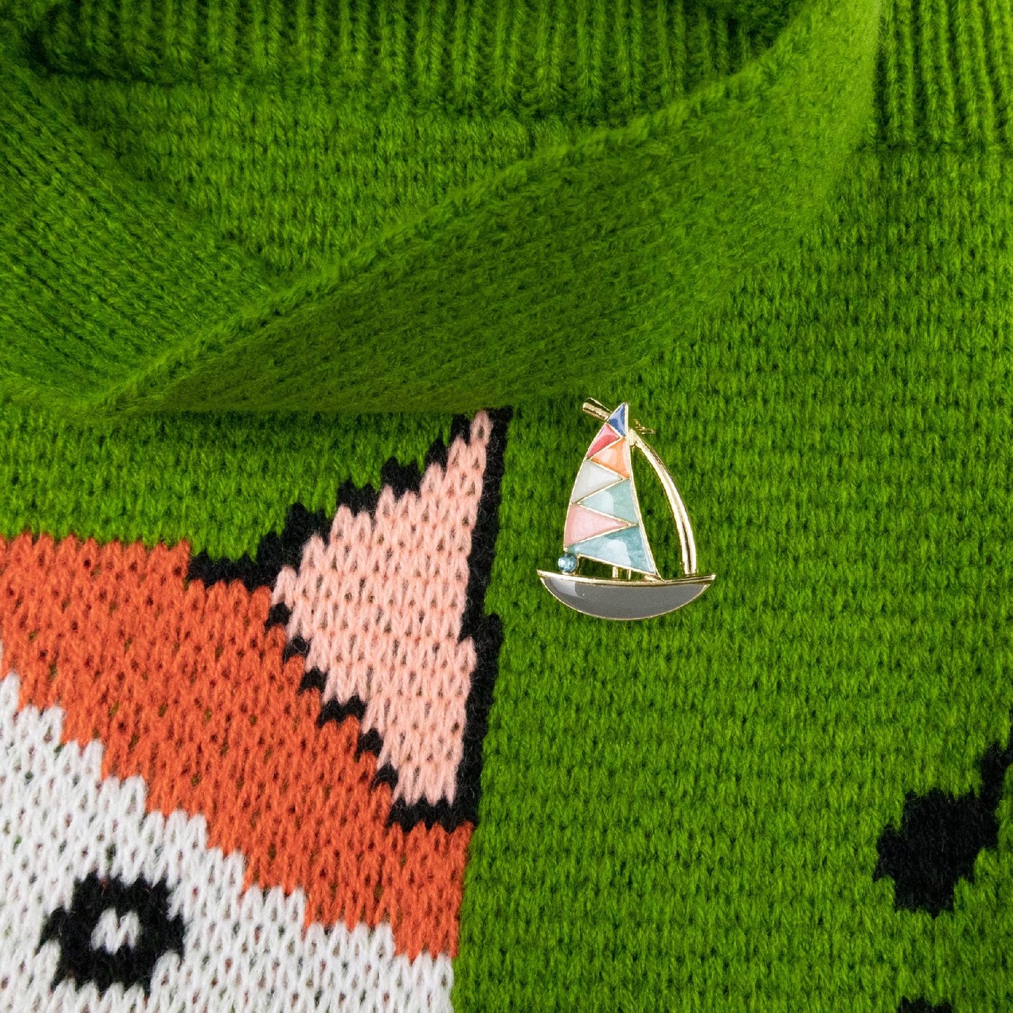 Segelboot - Brosche mit Zirkonia