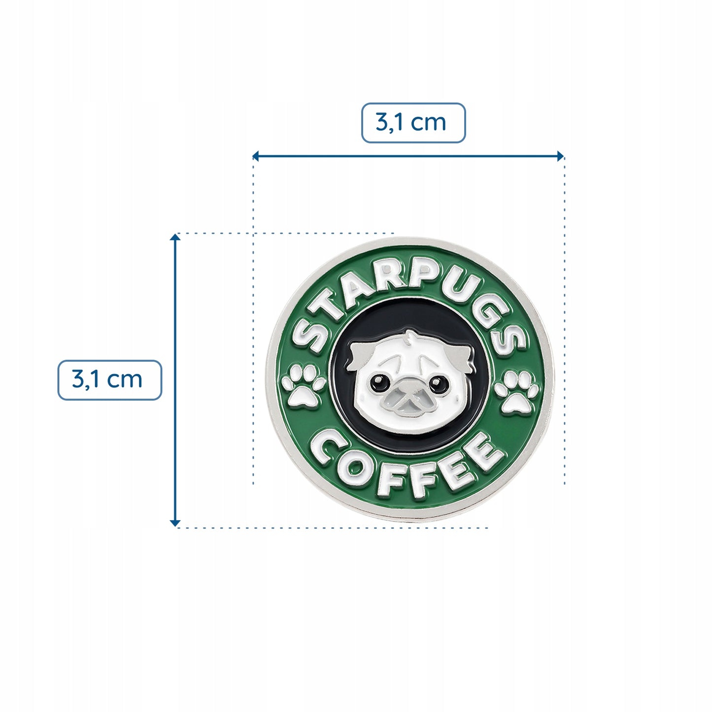 Starpugs Coffee - eine Anstecknadel für den Kaffee- und Mopsliebhaber