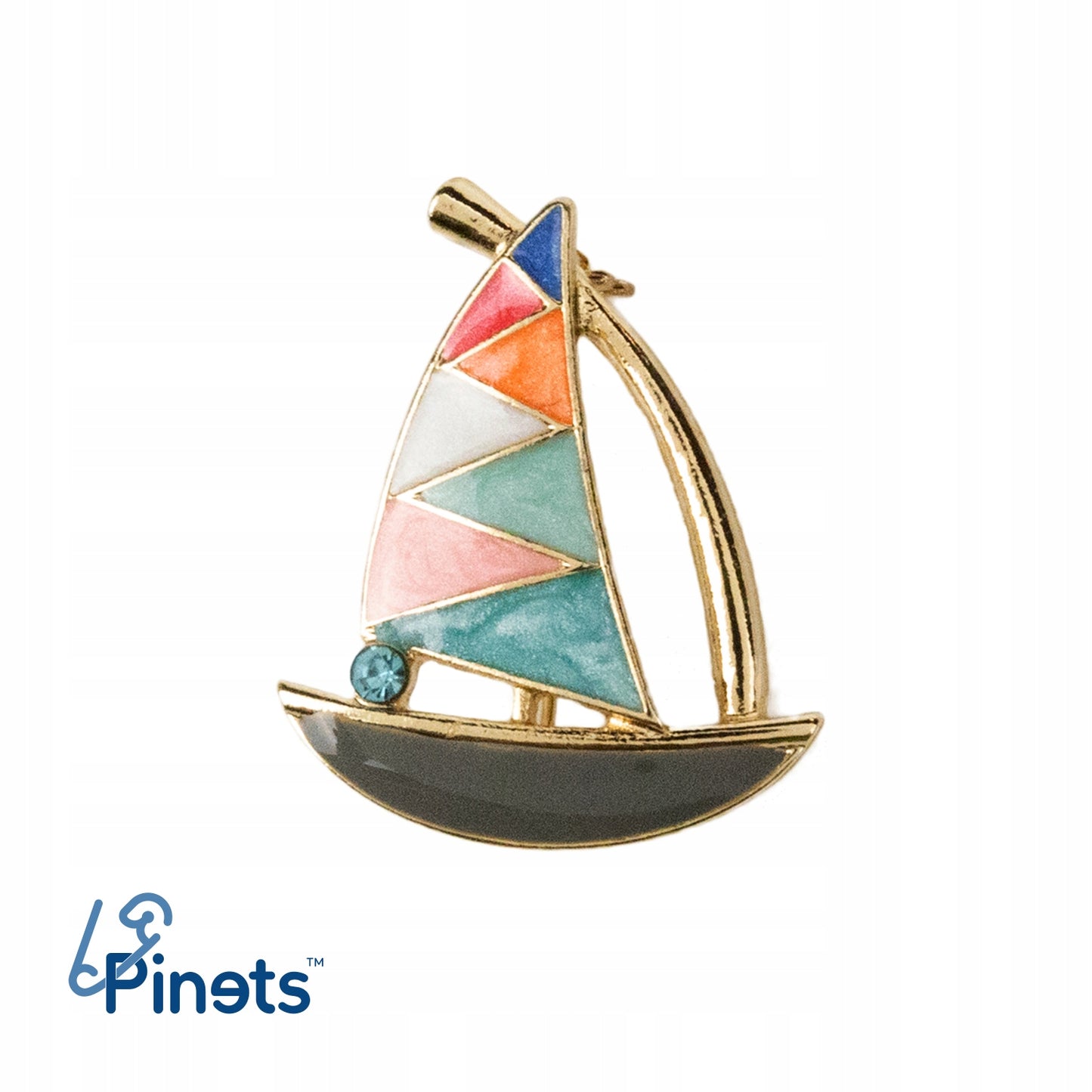 Segelboot - Brosche mit Zirkonia