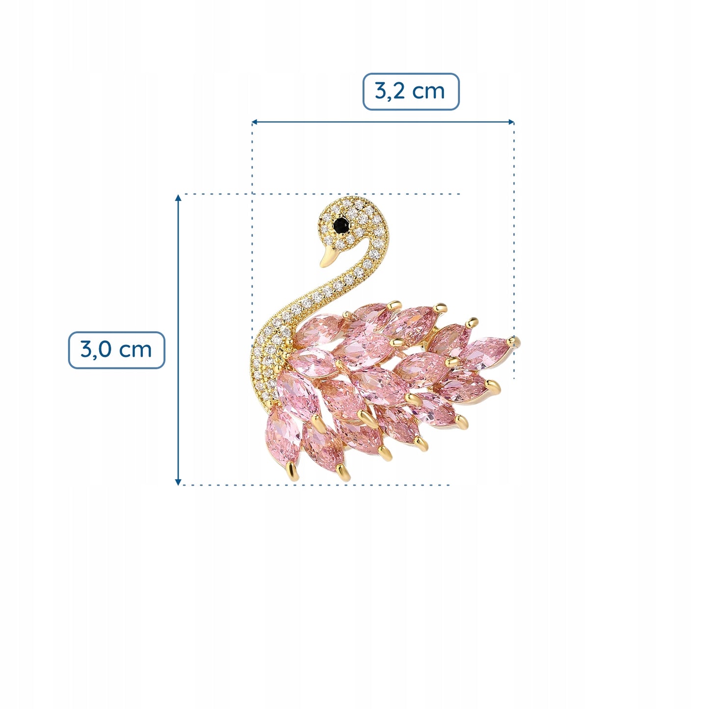 Rosa Schwan - 14 Karat vergoldete Brosche