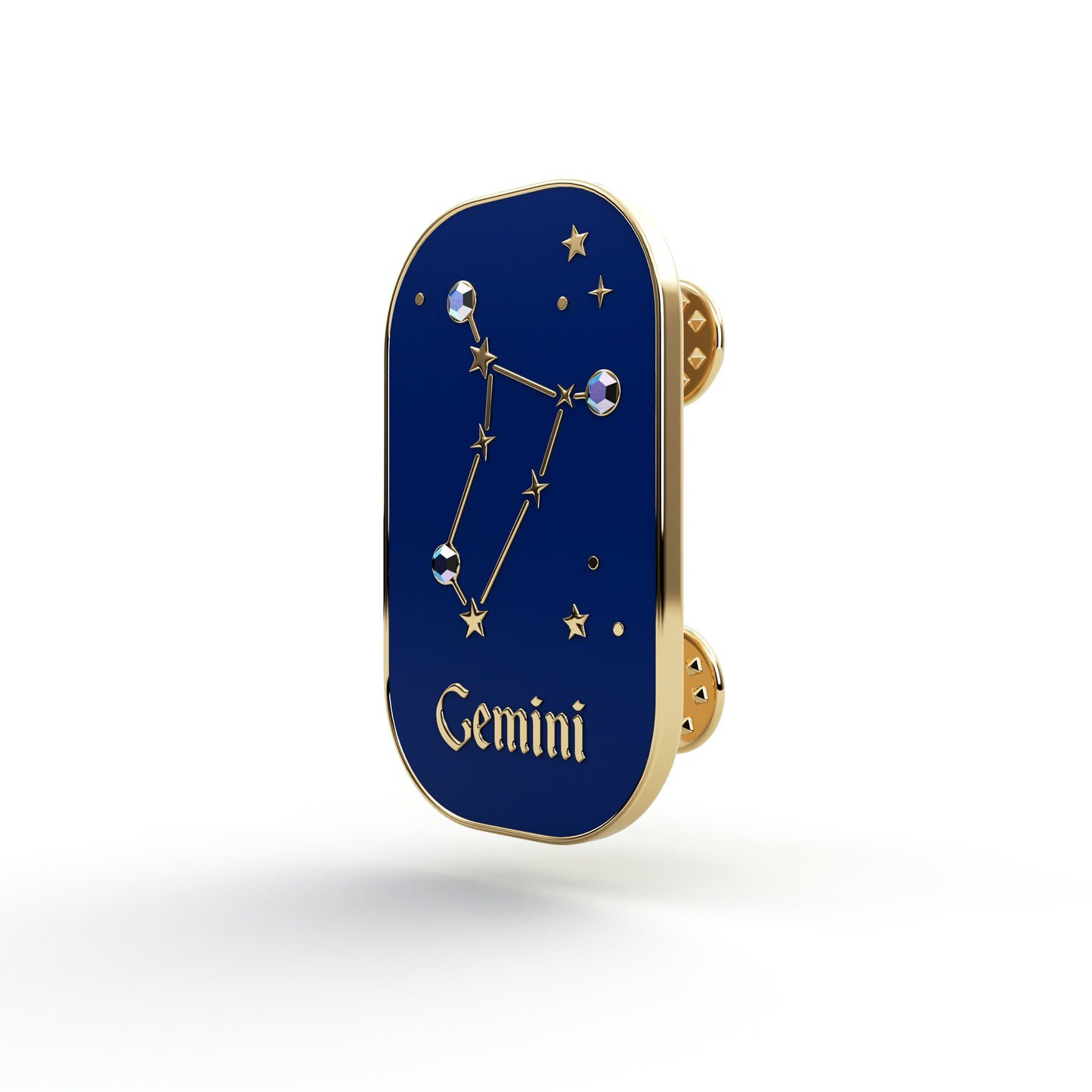 Sternzeichen Zwillinge – Zirkon-Anstecker mit 14 Karat Gold veredelt
