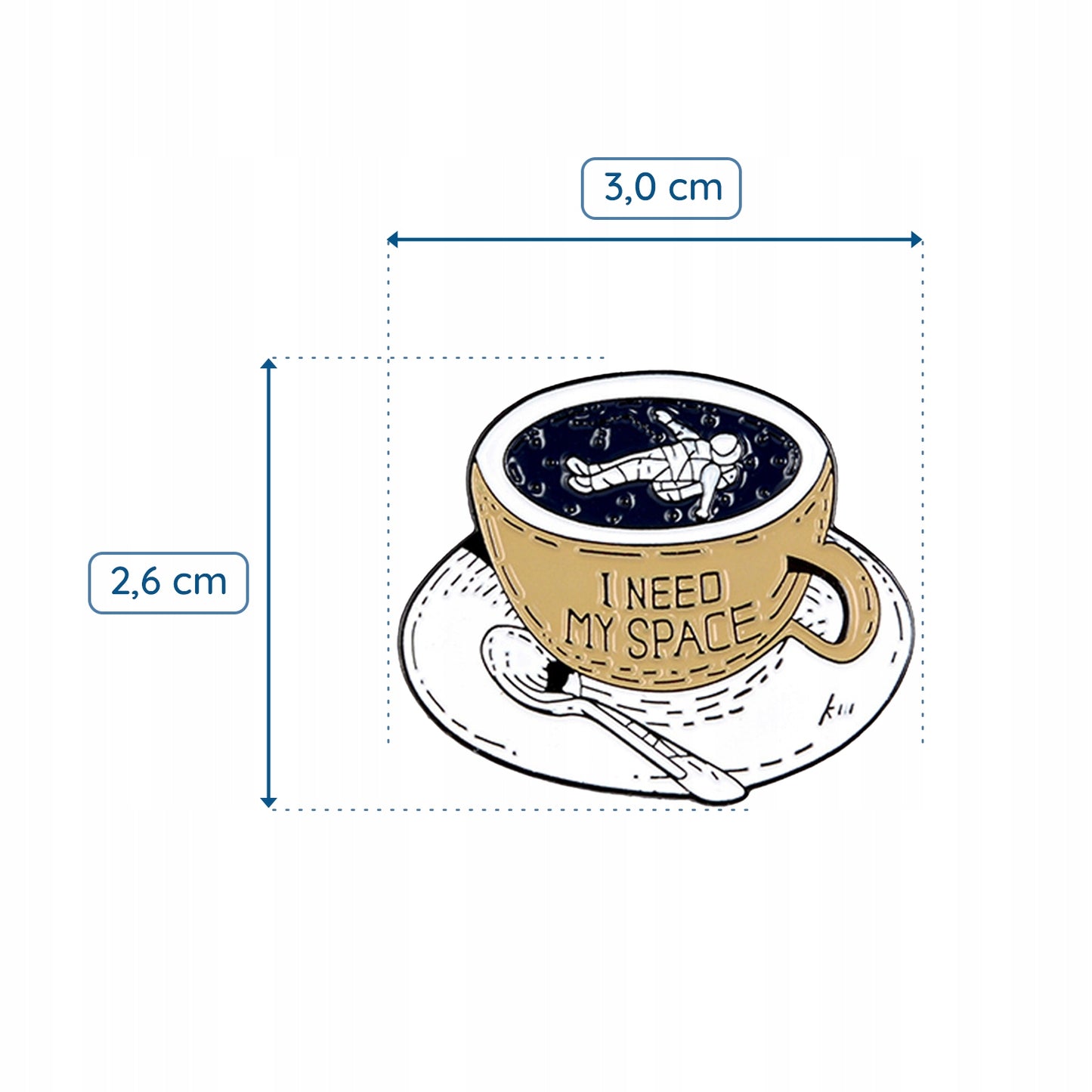 Kaffeetasse mit Kosmonauten-Anstecker