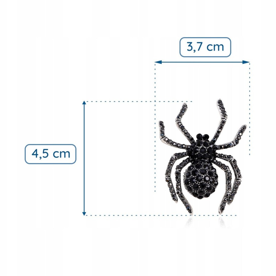 Schwarze Spinnenbrosche mit Zirkonia