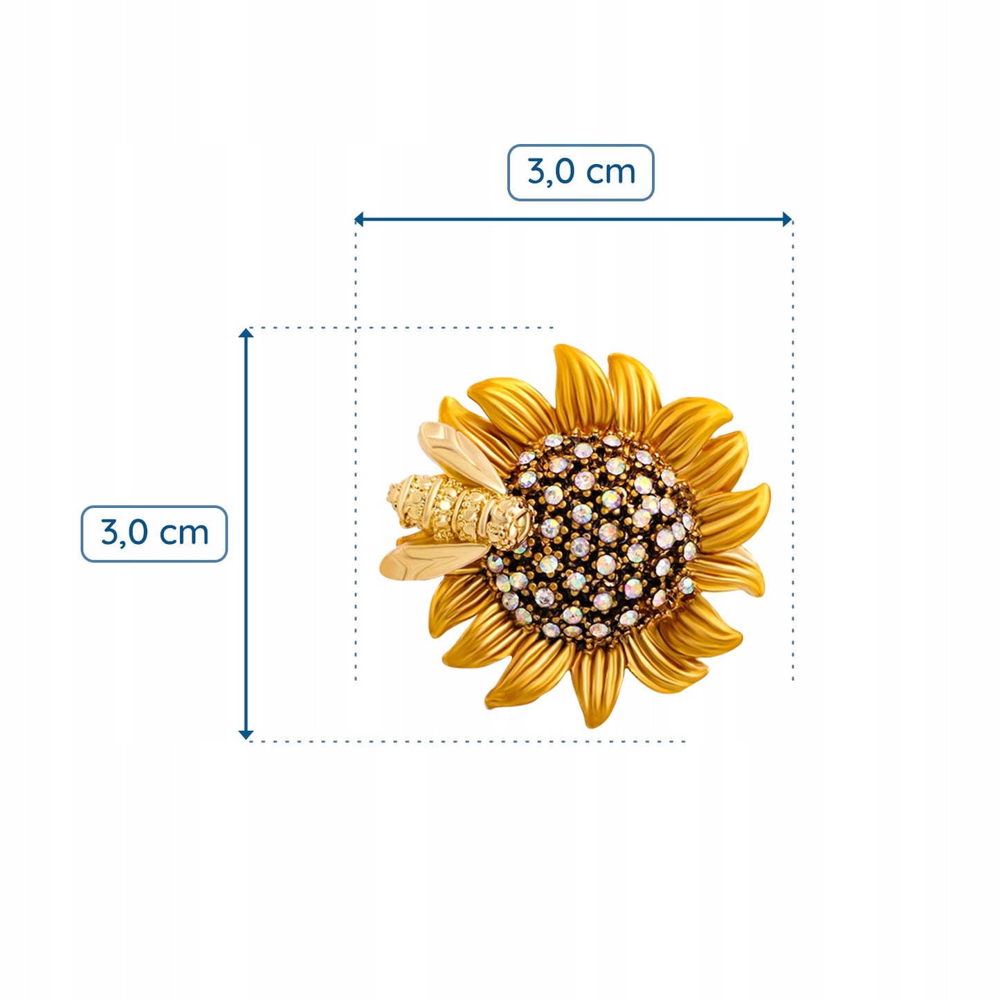 Sonnenblume mit Biene - Brosche mit Anhängerfunktion