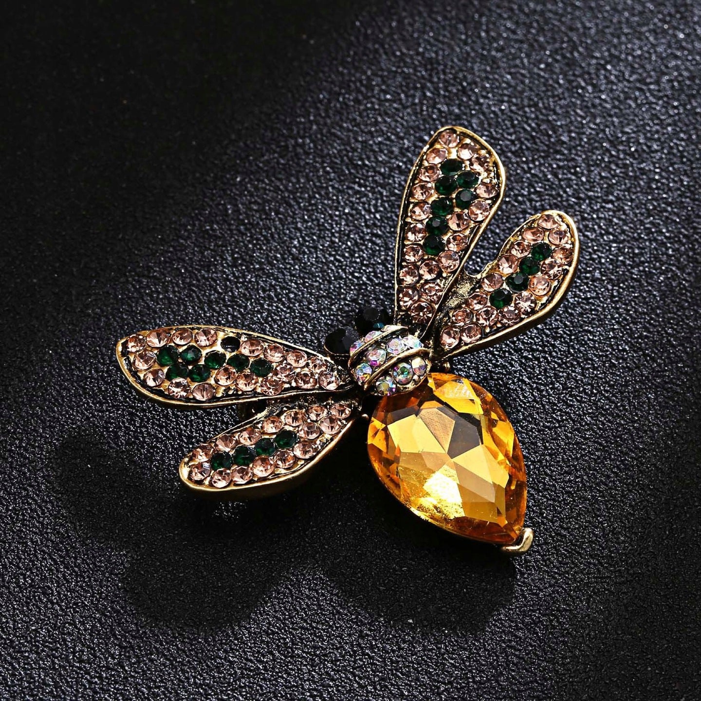 Gelbe Insektenbrosche mit Zirkonia