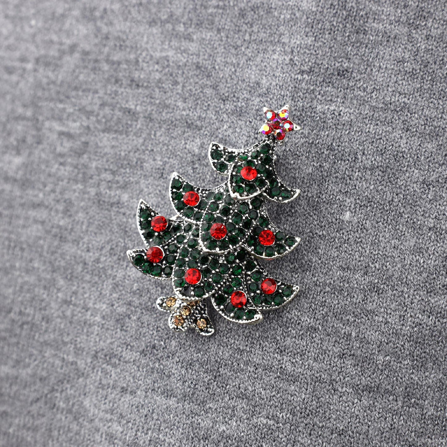Weihnachtsbaum mit Zirkonia - Weihnachtsbrosche
