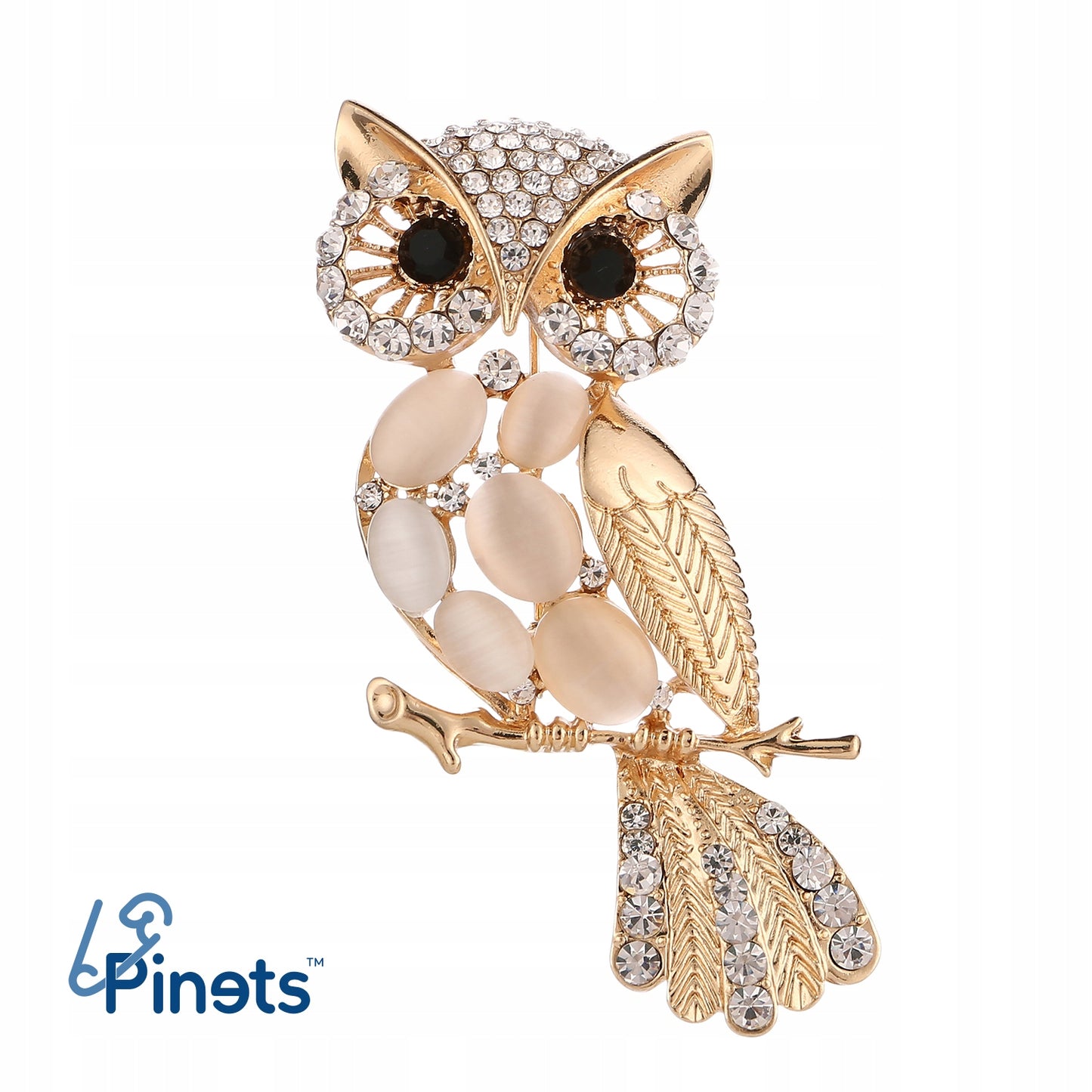 Eule mit Zirkonia - Goldbrosche als Geschenk