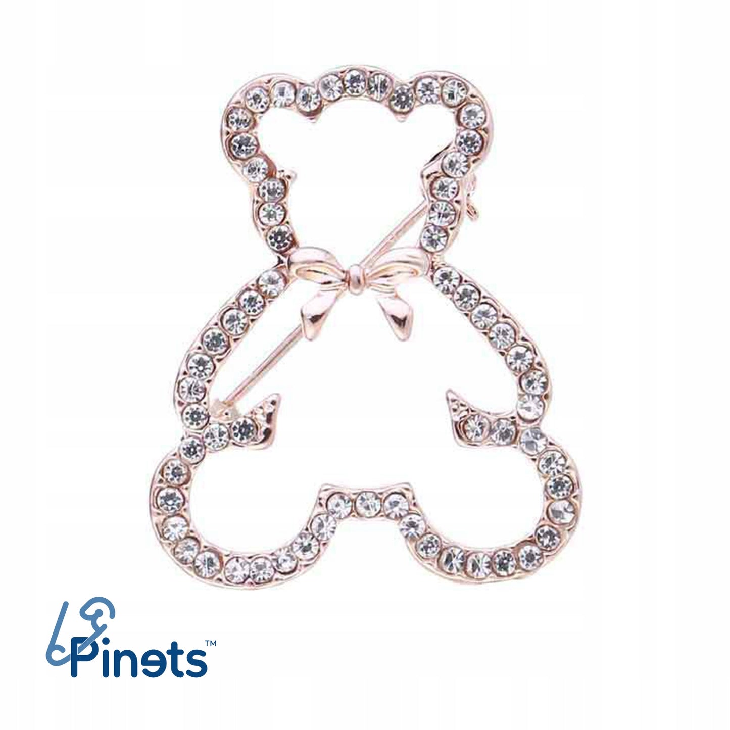 Teddybär mit Schleife - Silberbrosche mit Roségold